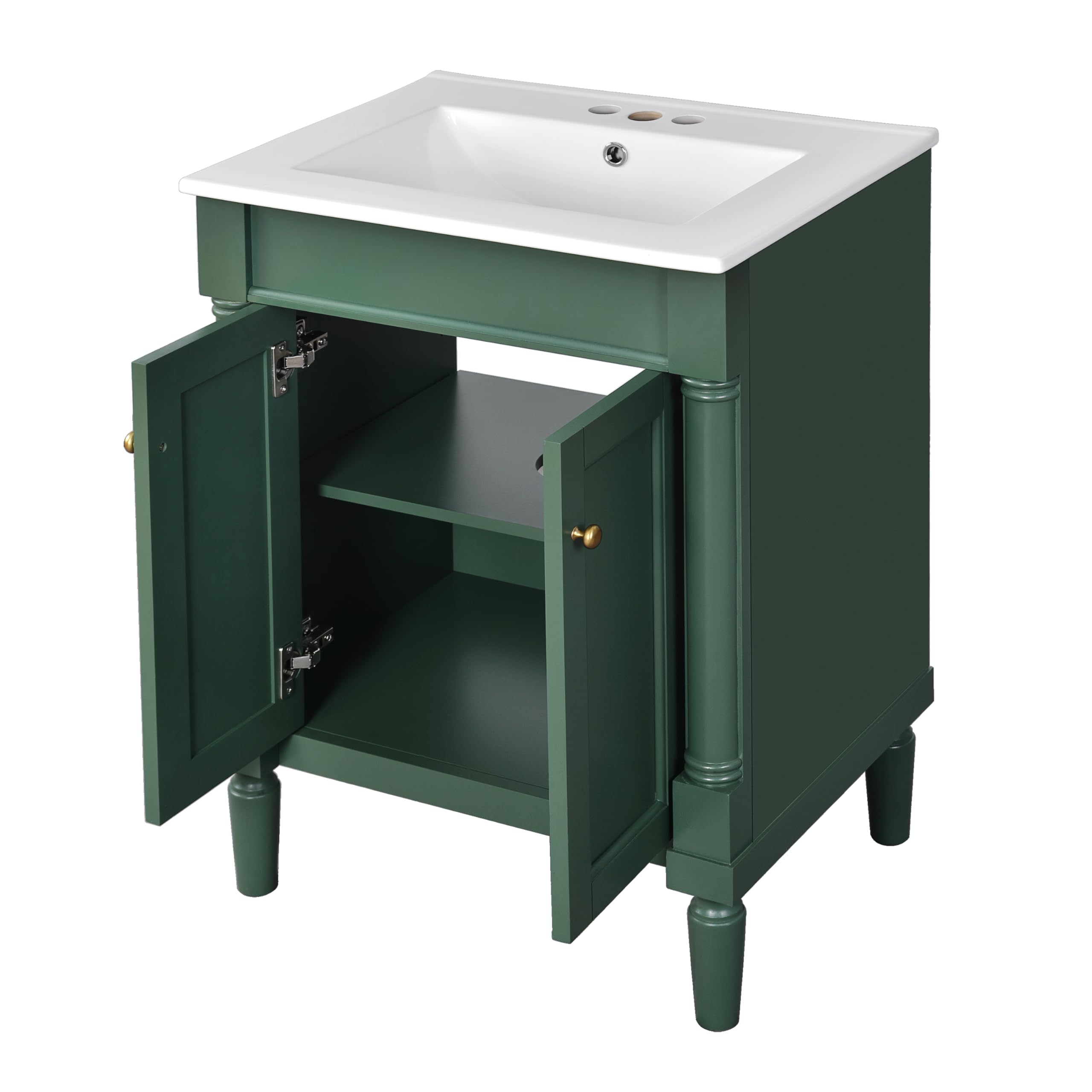 Merax 24 Inch Bathroom Vanity with Sink - Small Powder Room Vanity with 2-Door Cabinet & Undermount Sink, Solid Wood Frame Storage Cabinet in Vogue Green | Perfect for Compact Bathrooms, Guest Baths & Apartment Remodels