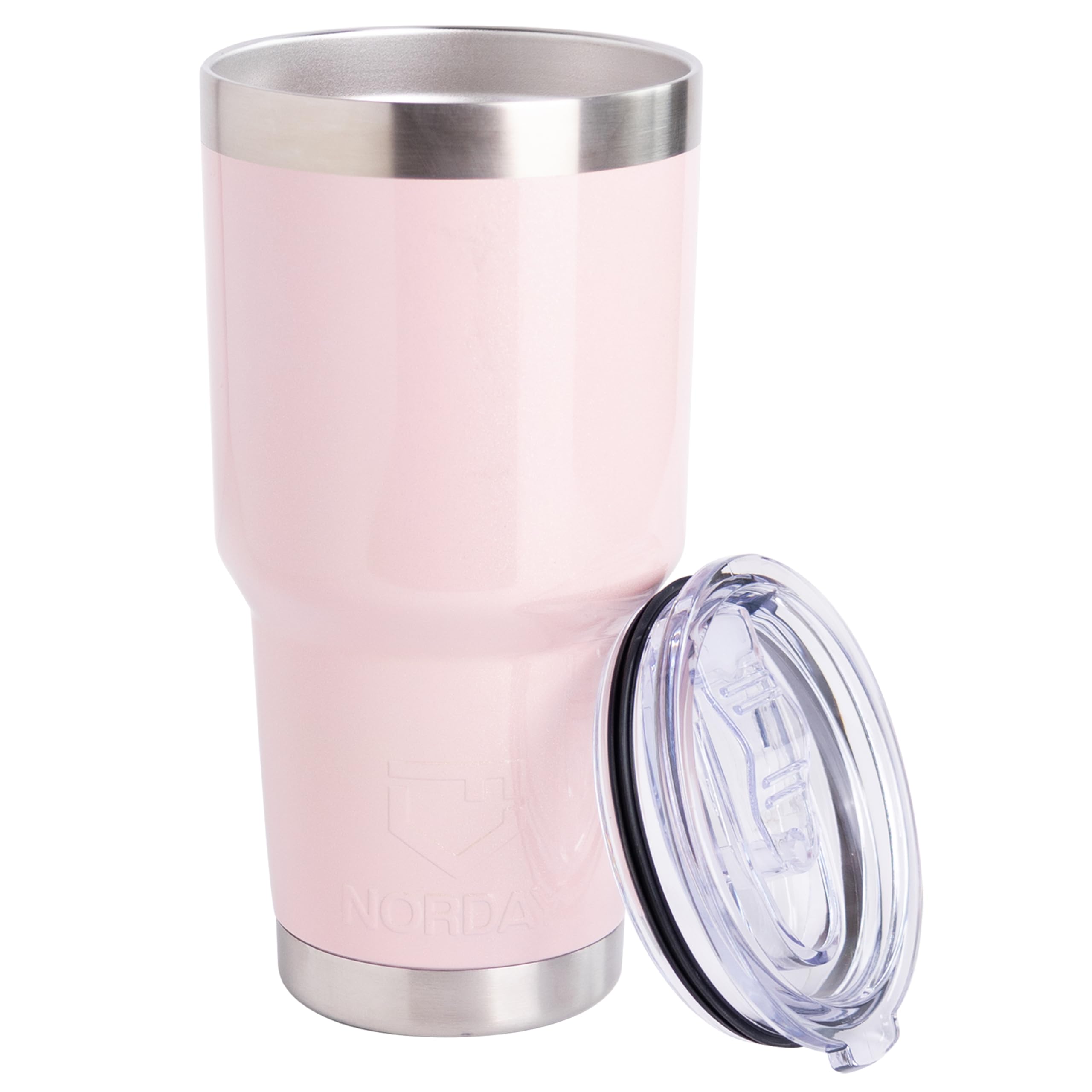 NORDAY 30oz Stainless Steel Tumbler with Lid - Blush Glitter Insulated Travel Mug, Double Wall Vacuum Coffee Cup for Hot & Cold Drinks, Fits Car Cup Holder, 24hr Temperature Retention, Leak Proof Lid - Perfect for Office, Gym, Hiking and Road Trips