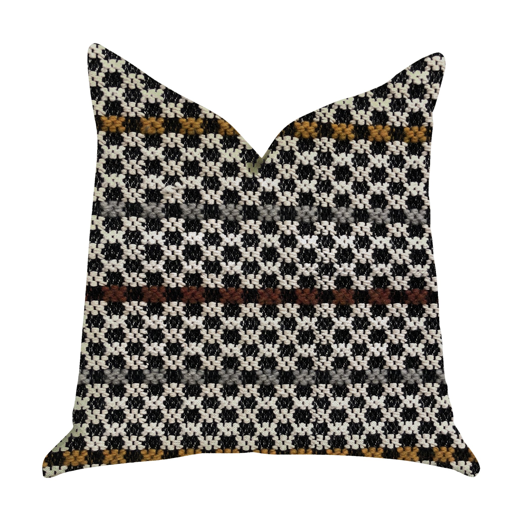 Plutus Brands Poppy Chic Woven Double-Sided Luxury Throw Pillow 18x18 Inches - Black, Red, Green - Perfect for Sofa, Bed & Home Decor