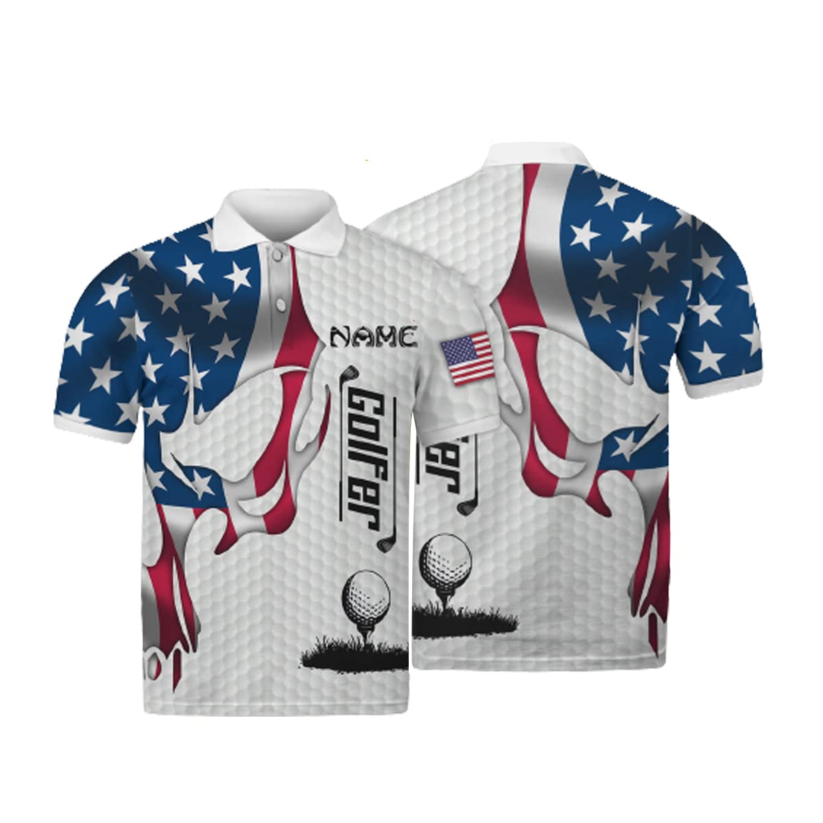 Custom American Golfer Polo Shirt with Skull Design - Breathable Short Sleeve Golf Shirt for Men - Perfect for Casual Wear, Golf Tournaments & Outdoor Activities