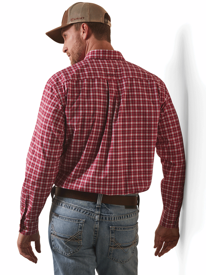 Ariat Men's Pro Series Indiana Fitted Shirt - Rose Red | Western Work Shirt for Ranch, Rodeo & Outdoor Activities