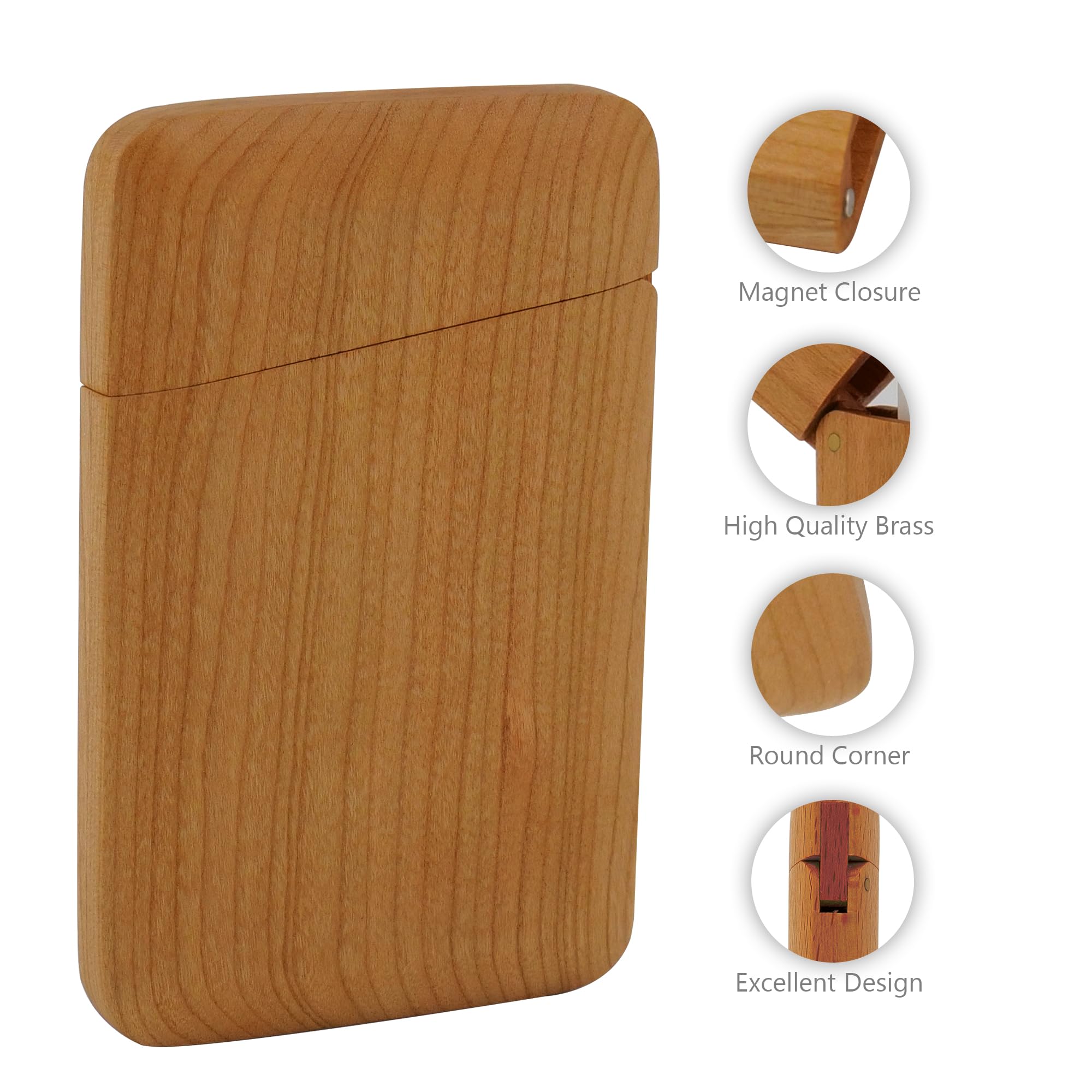 Premium Cherry Wood Business Card Holder with Magnetic Closure - Elegant Corporate Gift for Employees, Professionals & Networking Events - Ideal for Office, Meetings & Business Conferences