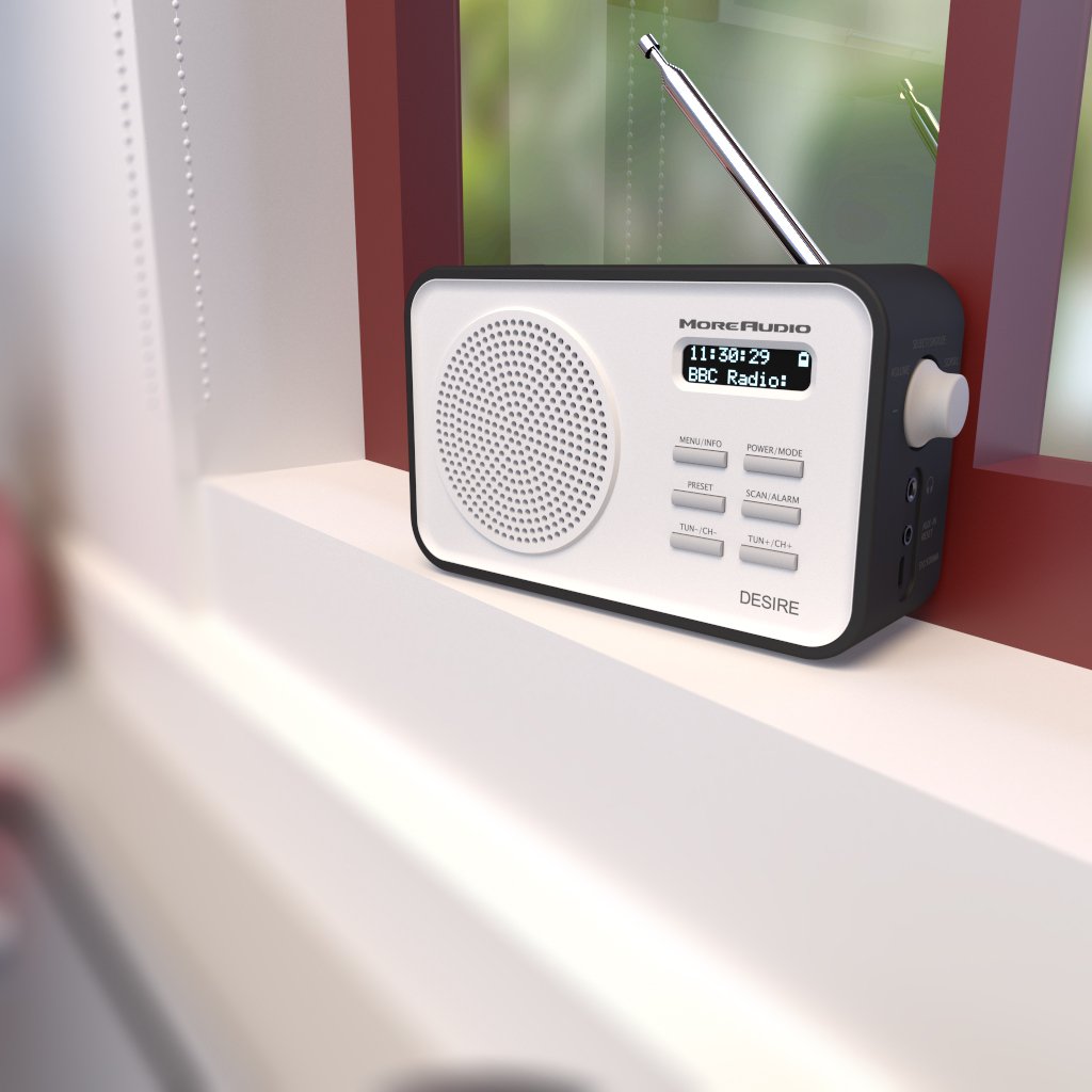 Moreaudio Desire DAB Digital FM Radio Alarm Clock with Rechargeable Battery & Mains Power - Black (Renewed) | Perfect for Bedroom, Office, and Travel Use