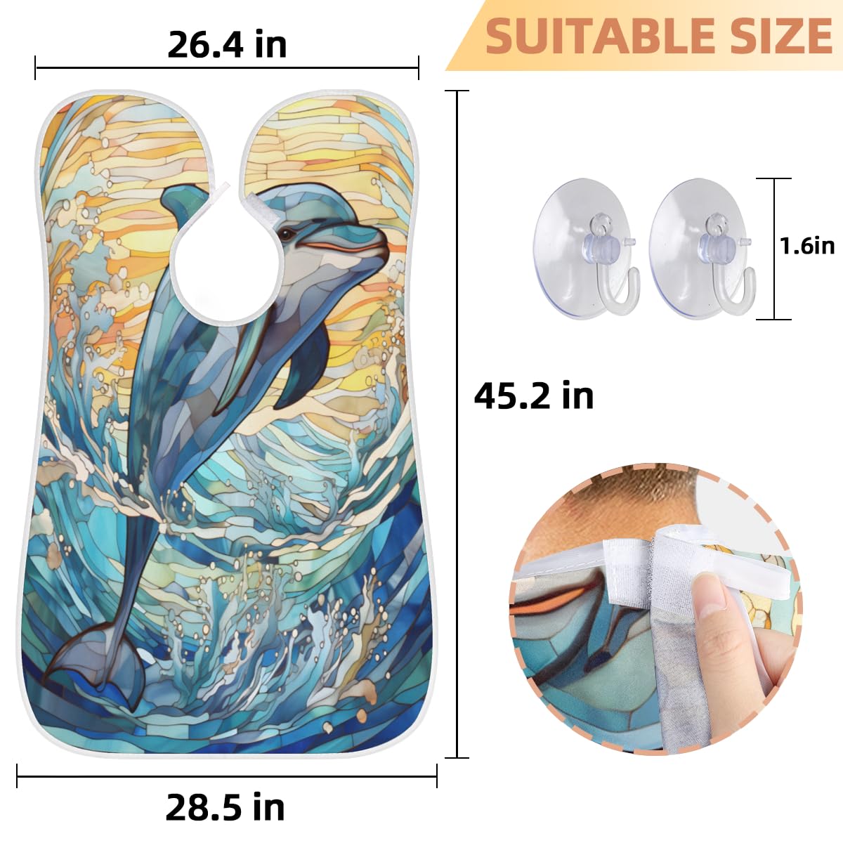 **Dolphin Glass Window Beard Shaving Bib for Men & Women – Waterproof Hair Dye Apron, Makeup Cape, Barber Accessories – Sink Hair Catcher for Trimming, Lineup & Grooming – Perfect Gift for Barbers & Stylists**    *(Ideal for home grooming, salon use, beard trimming, hair dyeing, makeup application, and sink cleanup.)*