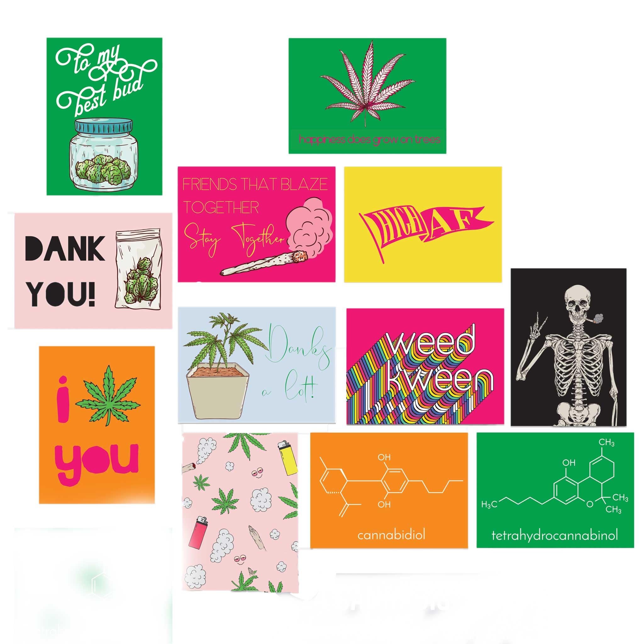 24 Premium Cannabis-Themed Greeting Cards by Ritzy Rose | High-Quality Pot Head Notecard Set | 24 Cards with Envelopes | Made in USA | Best Bud Mixed Collection | Perfect for Stoner Gifts, 420 Celebrations & Weed Enthusiasts