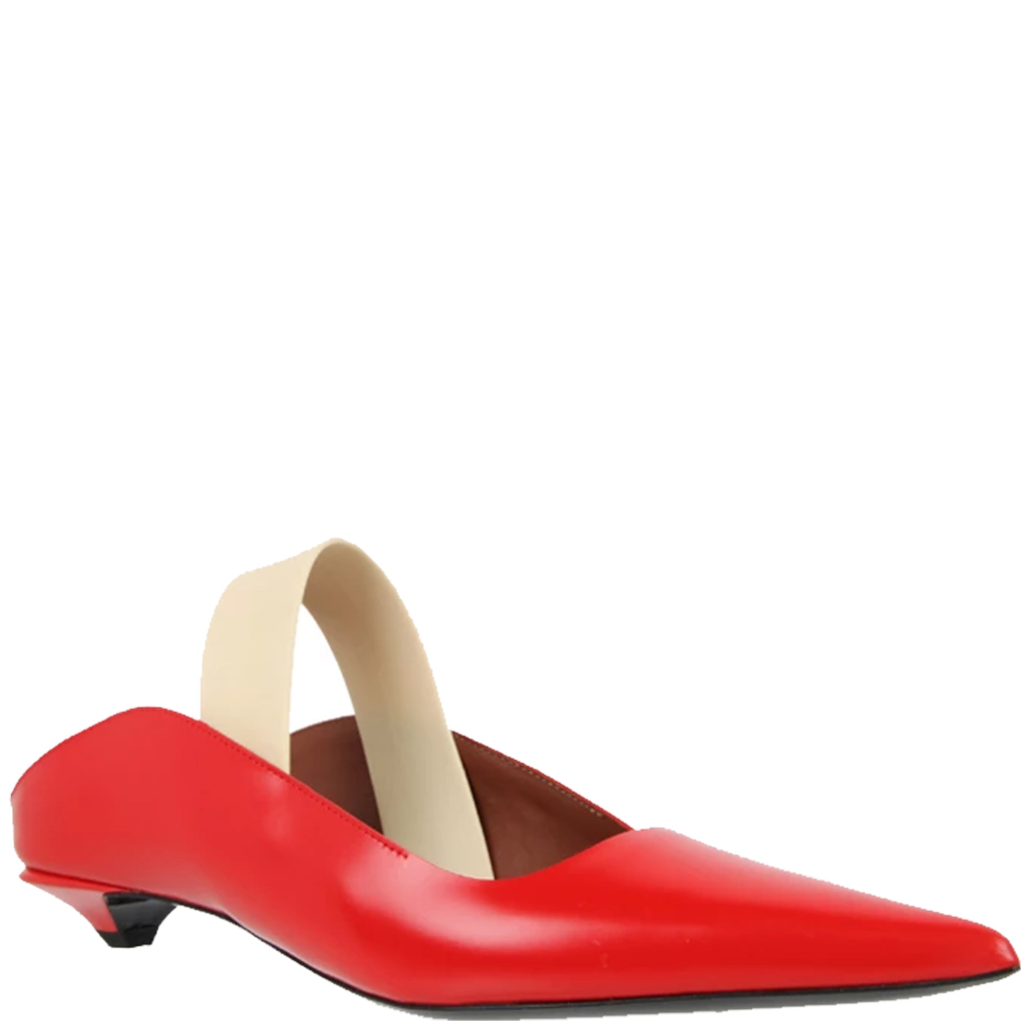 Women's Slingback Wave Pump Nappa Leather Heels - Cherry Red | Comfortable & Stylish for Work, Parties & Weddings