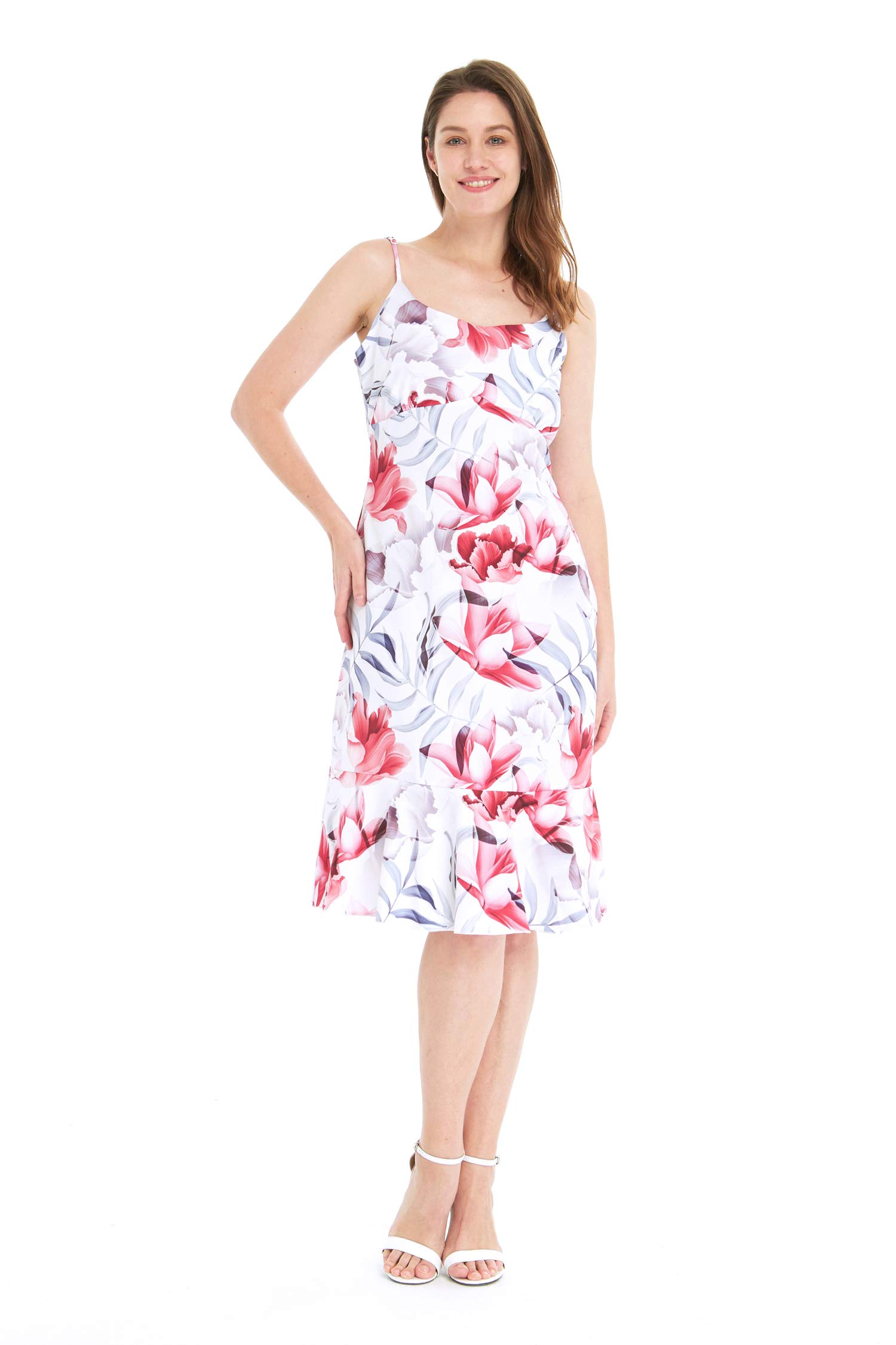 Stylish Matching Couple Hawaiian Luau Shirts & Mermaid Ruffle Dresses in Misty Lotus White - Perfect for Beach Vacations, Summer Parties & Tropical Getaways