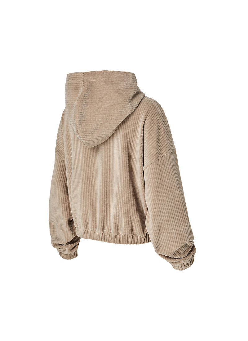 Velvet Corduroy Hooded Zip Up Jacket for Men & Women - Cozy Winter Outerwear for Casual Wear & Outdoor Activities