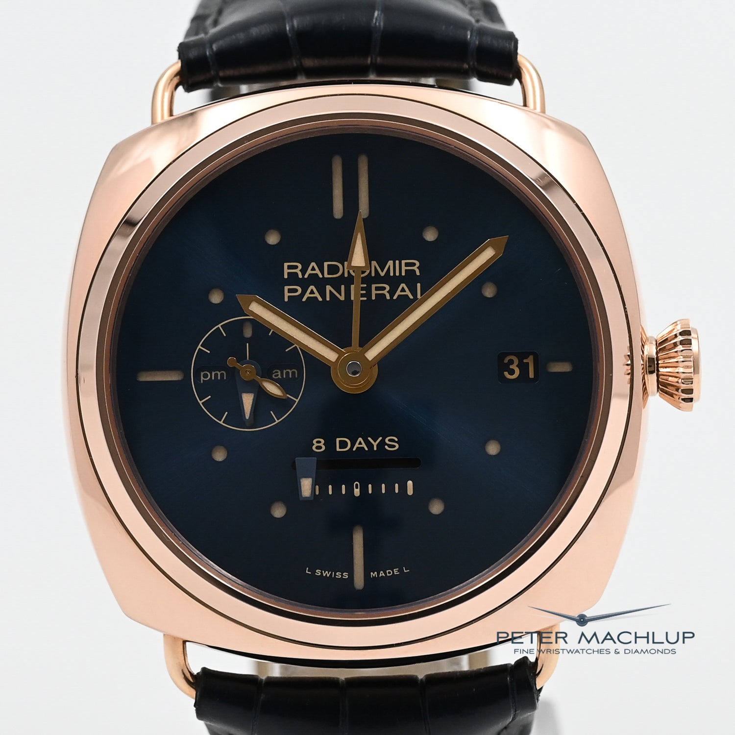 Panerai Radiomir 8-Day GMT Automatic Men's Watch - Luxury Stainless Steel Dive Watch with Power Reserve - Perfect for Business, Travel & Water Sports