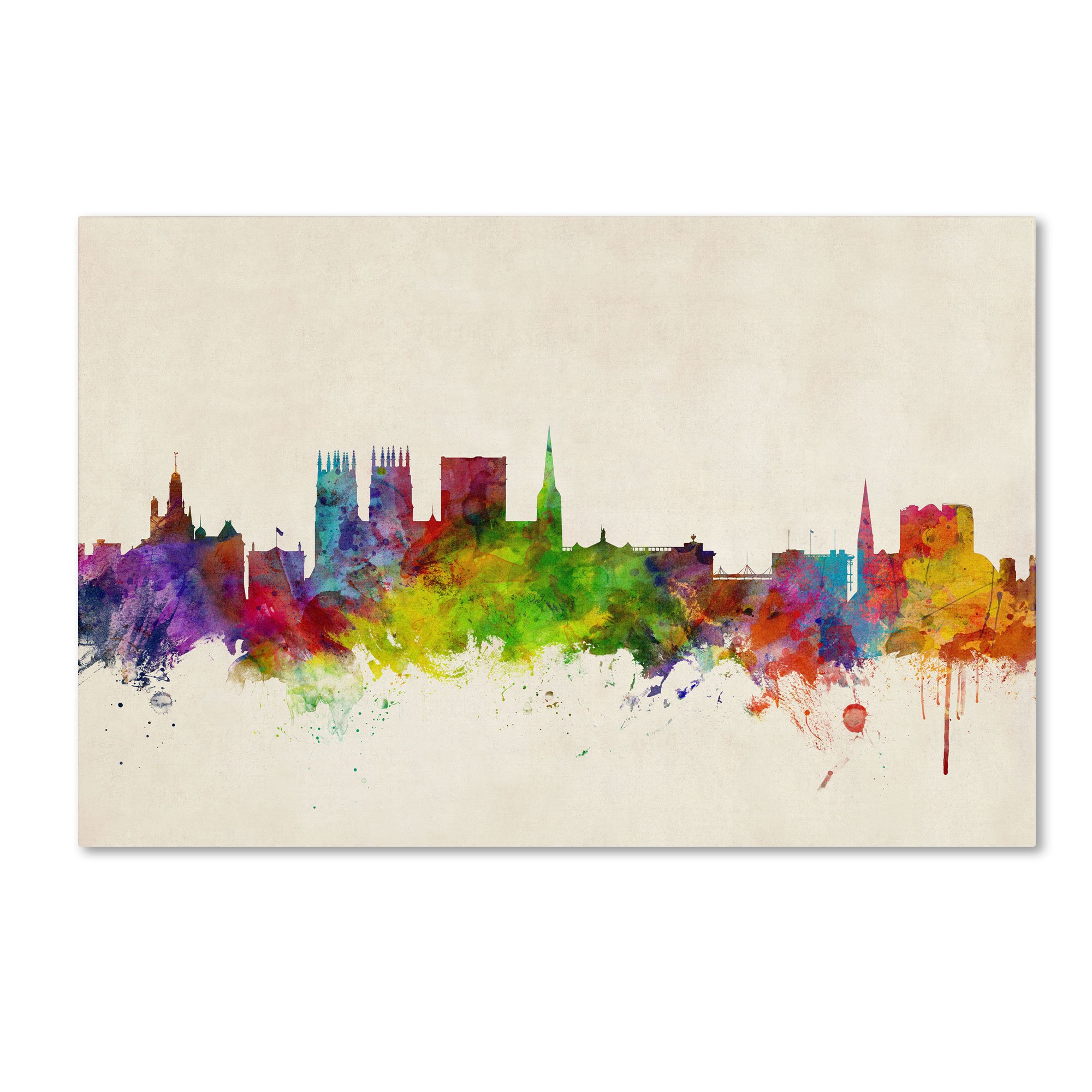 Michael Tompsett York England Skyline Canvas Art Print - 30x47 Inch Wall Decor for Living Room, Office & Bedroom | Modern Cityscape Painting for Home & Office Decor