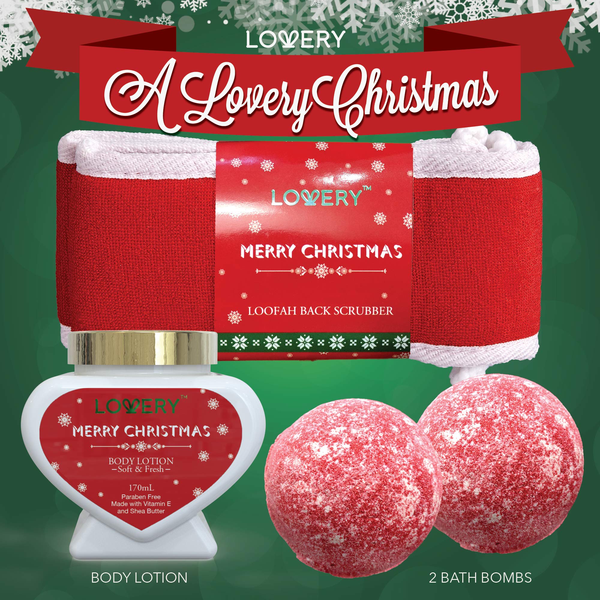 Luxury Christmas Bath & Body Gift Basket for Women - Strawberry & Sandalwood Scented Holiday Spa Set with Body Lotion, Bath Bombs, Bath Salts & Woven Basket | Perfect Holiday Gift for Her, Birthday Present, Relaxing Home Spa Night