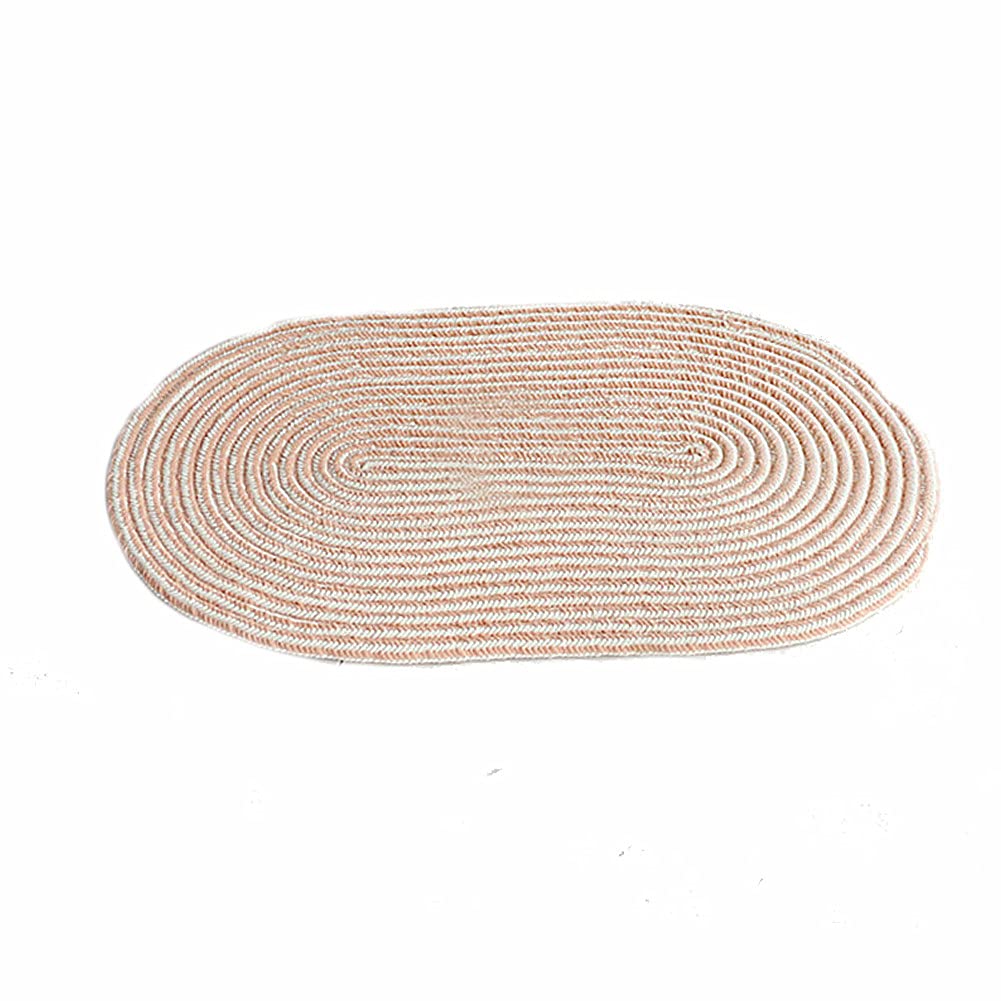 UKELER Braided Woven Oval Placemats Set of 6 - Pink Washable Table Mats for Dining & Kitchen | Elegant Table Setting, Holiday Dinner Decor, Everyday Home Use
