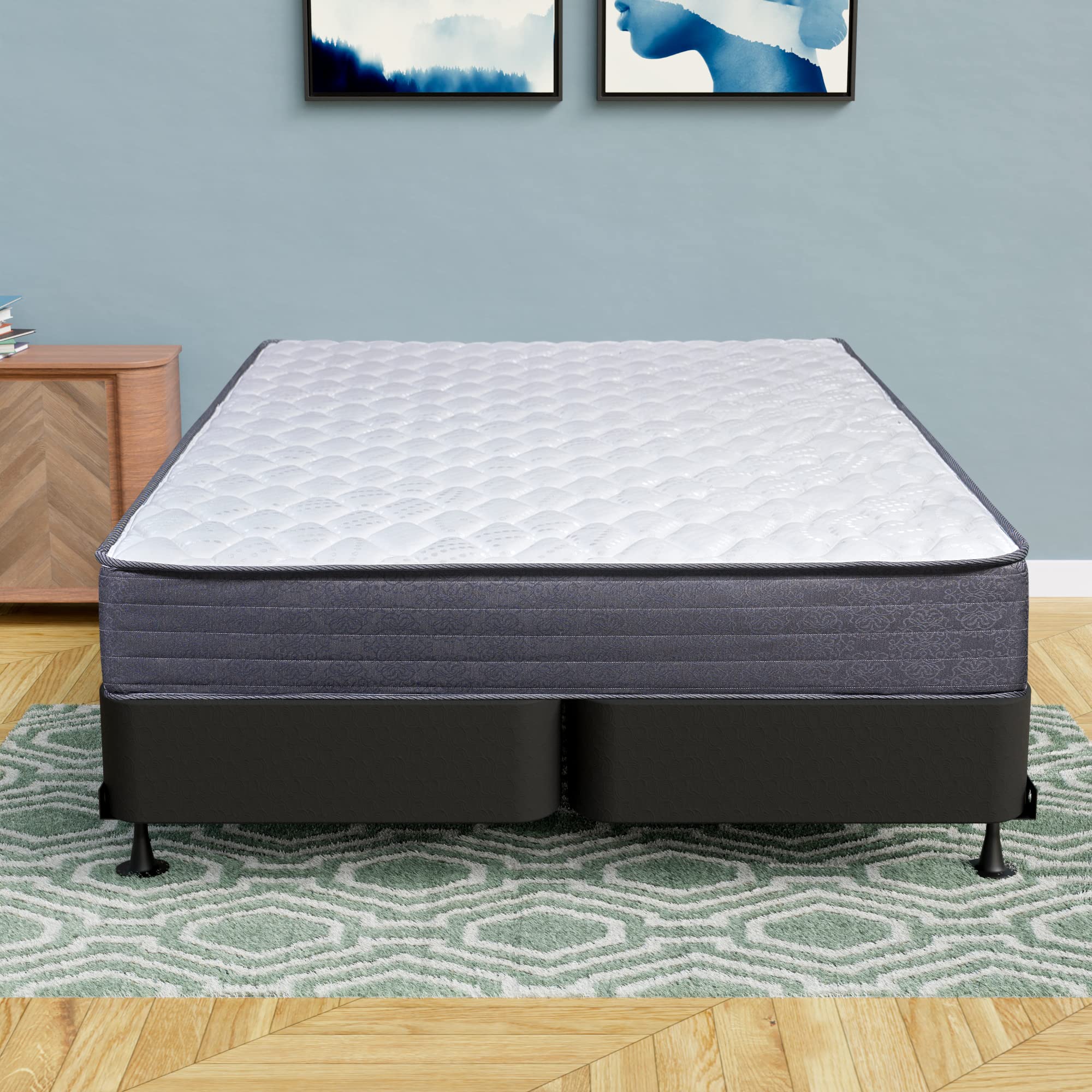 Treaton 9 Inch Hybrid Mattress in a Box - Medium Firm Support for Back Pain Relief, Motion Isolation & Pressure Relief with 4
