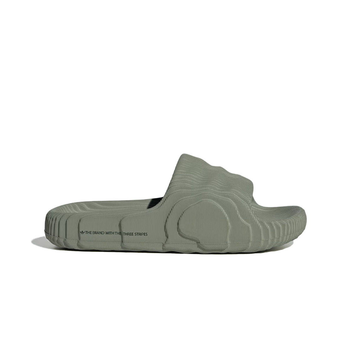 Women's Adilette 22 Slides - Silver & Green Comfortable Sandals for Casual Wear, Poolside, Beach & Summer Outfits