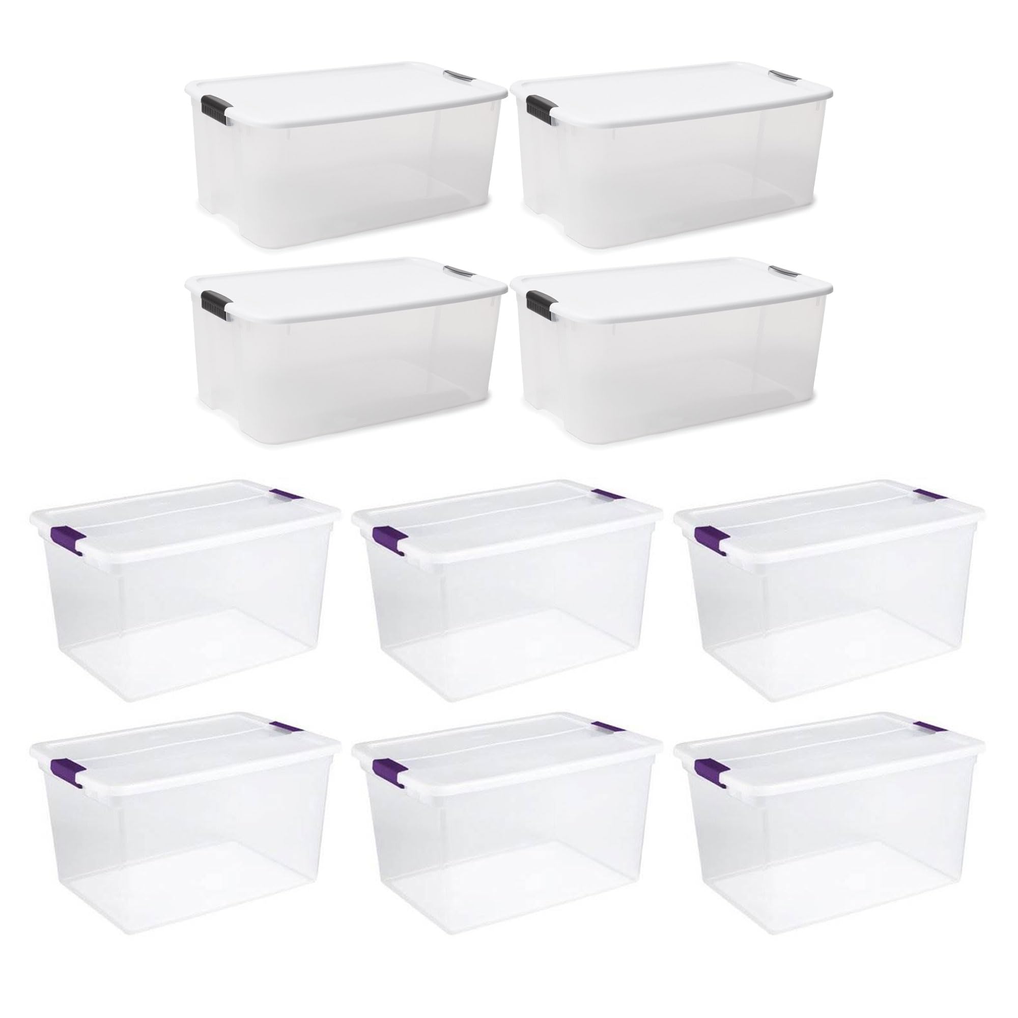 Sterilite 116 Quart & 66 Quart Clear Storage Tote Boxes - 4 Pack & 6 Pack Multipurpose Organizing Containers for Home, Office, Garage, Closet & Toy Storage - Durable Stackable Plastic Bins for Organization & Decluttering