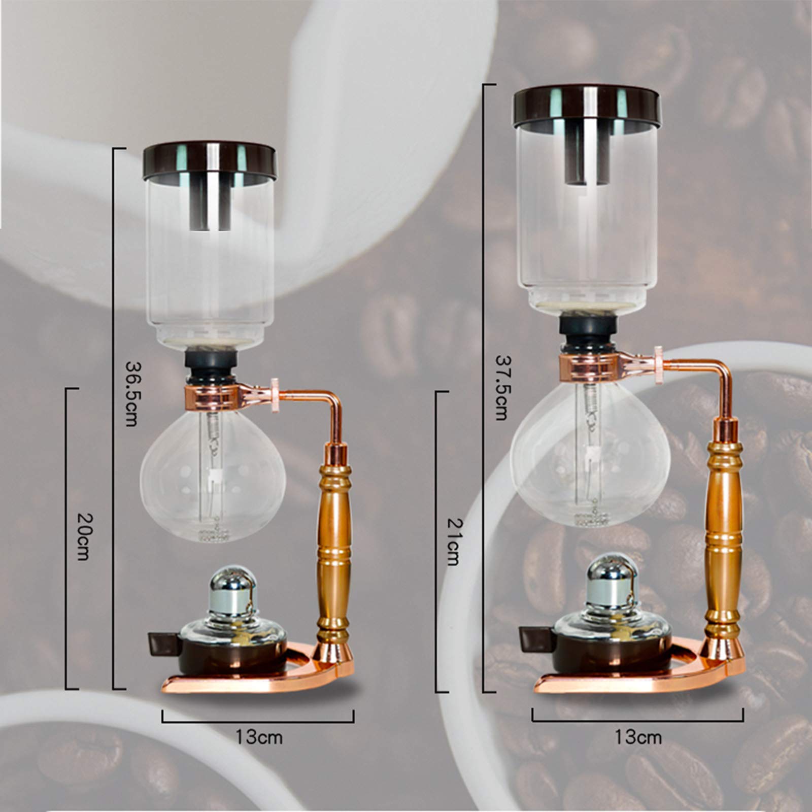 Vacuum Siphon Coffee Maker - 5 Cup Glass Brewer for Home & Cafe Use