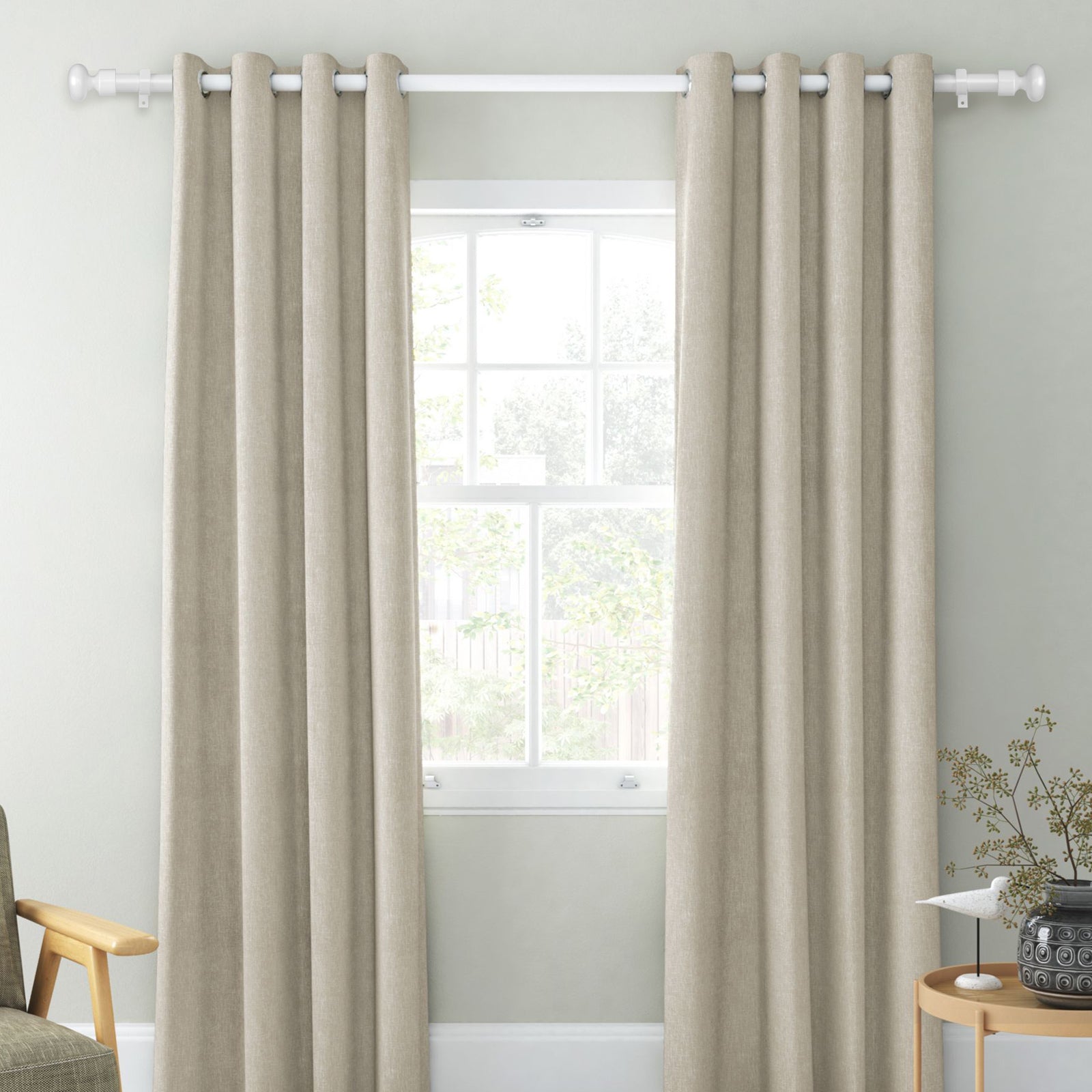 Urbanest Adjustable Oval Finial Curtain Rod Set - 5/8 inch Diameter for Living Room, Bedroom & Window Treatments - Elegant Drapery Hardware for Home Decor