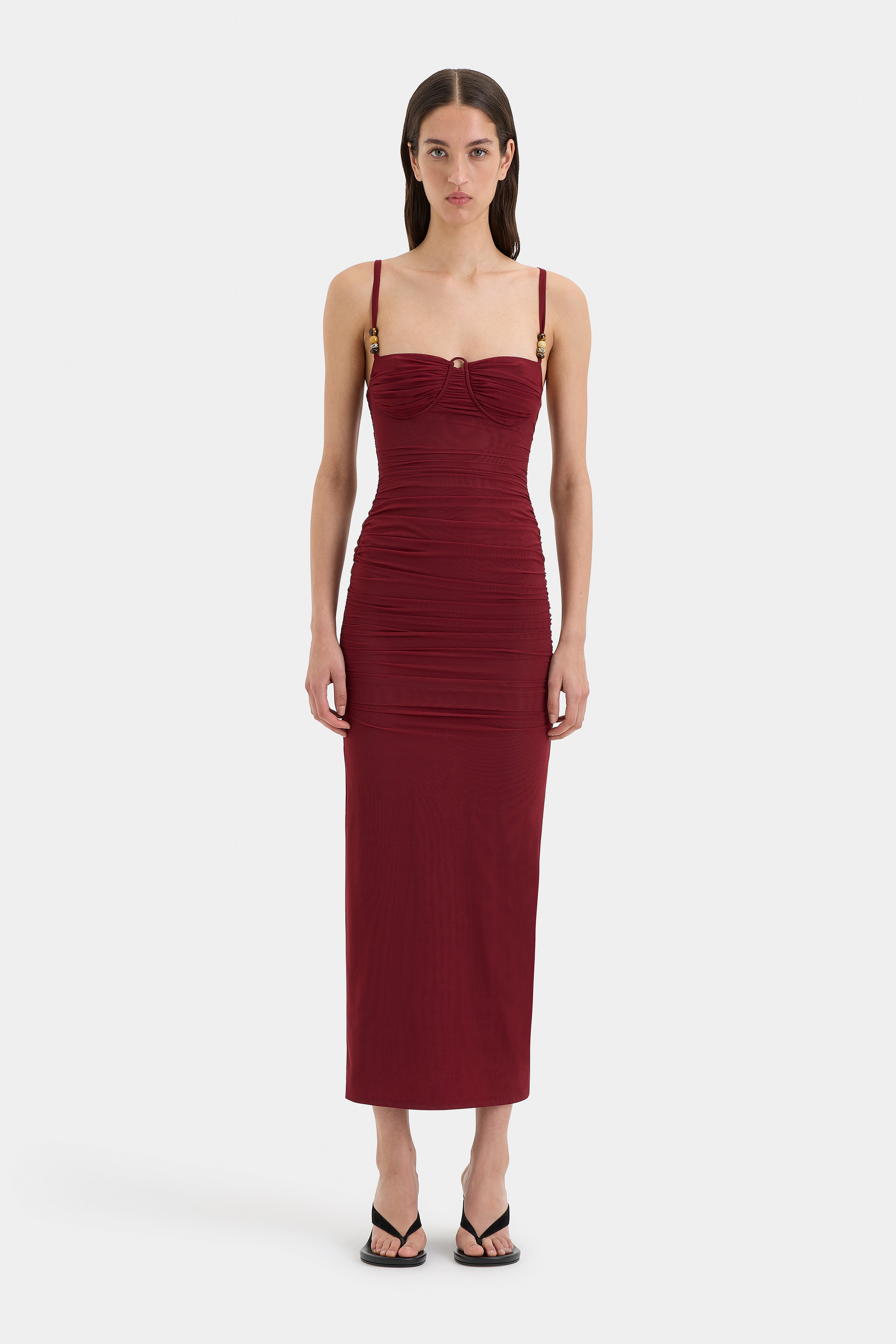 Jacques Beaded Midi Dress for Women - Elegant Floral Embroidery Party & Evening Gown - Perfect for Weddings, Cocktails, and Special Occasions