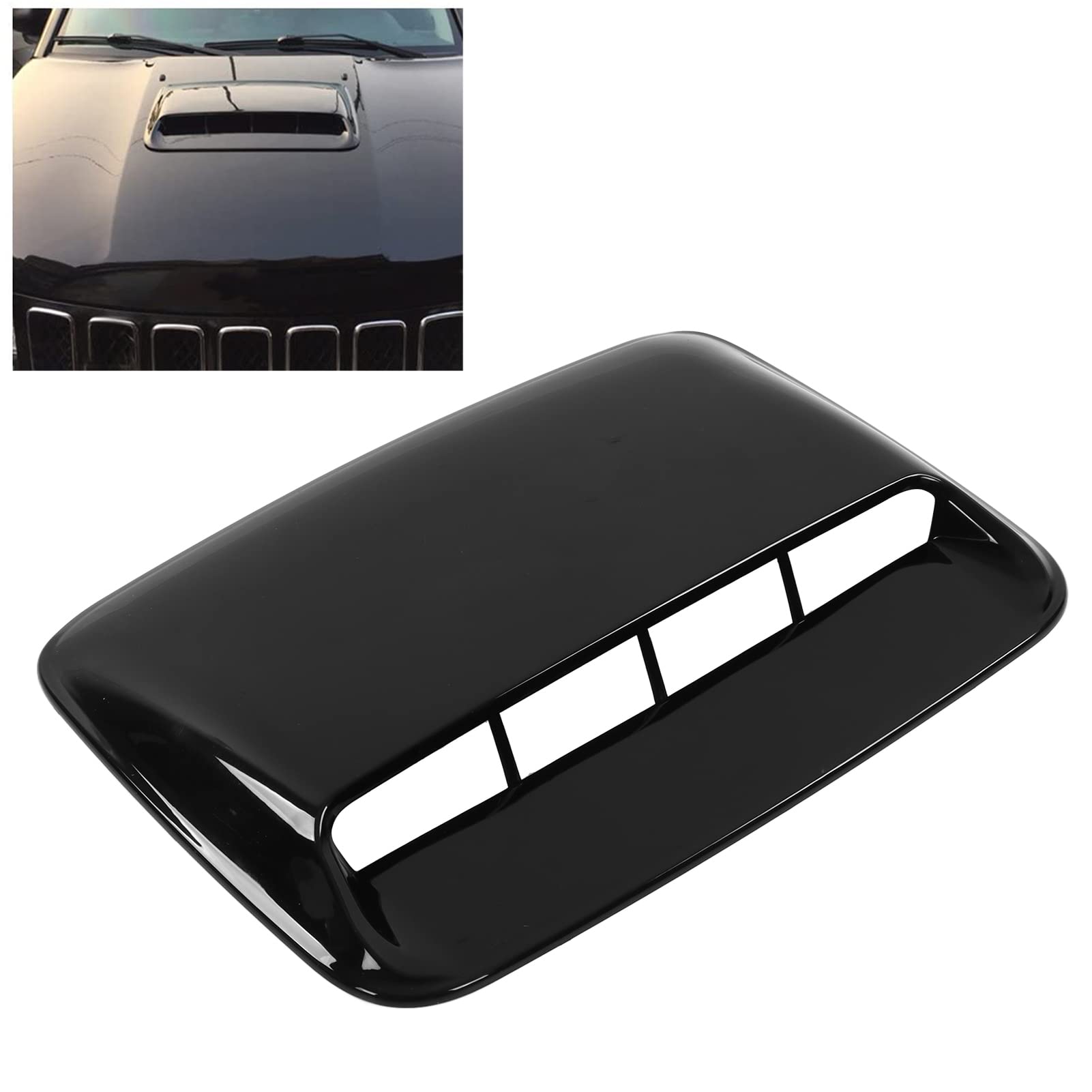 Universal Car Hood Vent Scoop - Glossy Black Bonnet Air Intake Trim Cover | High-Performance Engine Cooling | Perfect for Muscle Cars, Sports Cars & Off-Road Vehicles