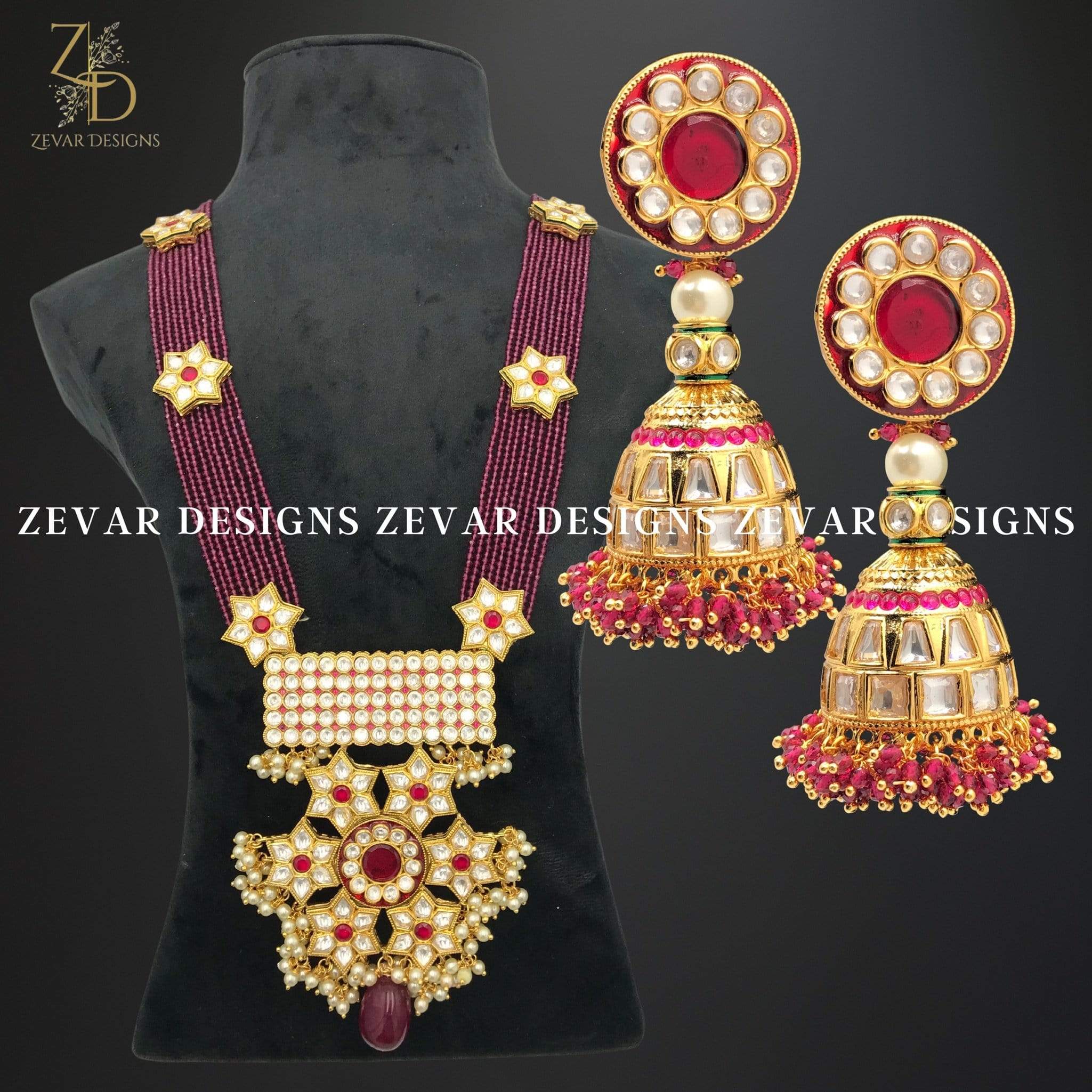 Exquisite Kundan Long Necklace Set with Ruby Red Stones for Women | Traditional Indian Jewelry for Weddings, Parties & Festive Occasions