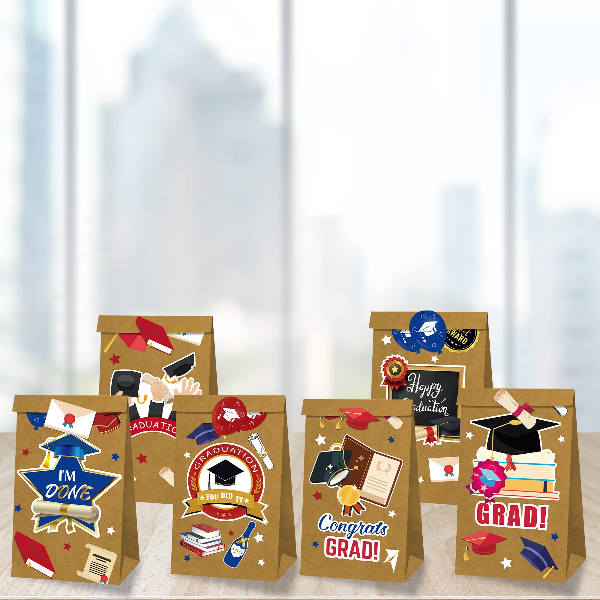 KatchOn Graduation Gift Bags 2025 - Pack of 18 | Premium Grad Party Favors with Decorative Stickers | Graduation Party Supplies & Decorations | Perfect for High School & College Graduation Celebrations