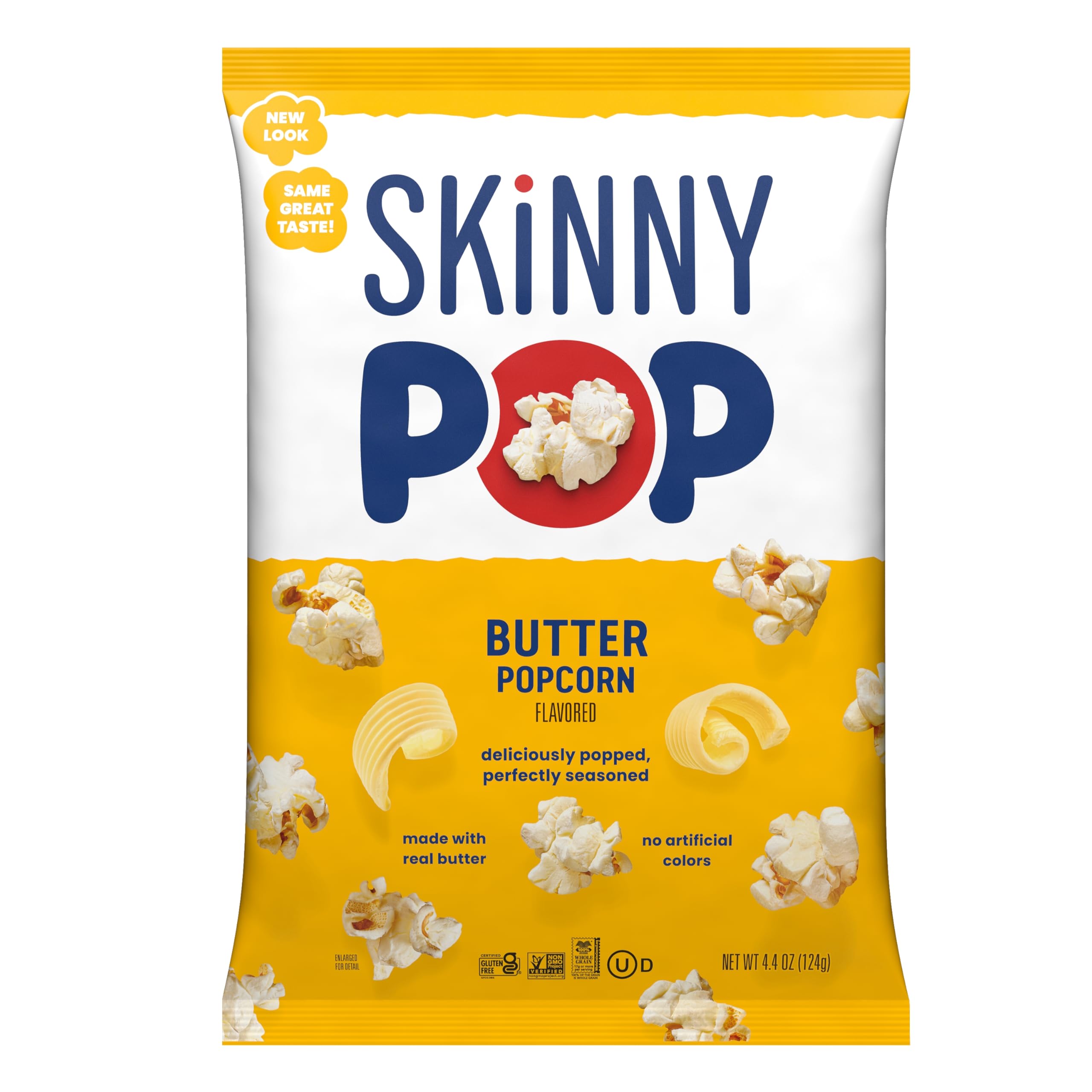SkinnyPop Butter Popcorn - Gluten Free, Non-GMO, Healthy Snack, 4.4oz Bag - Perfect for Movie Nights, Office Snacks & On-the-Go Munching