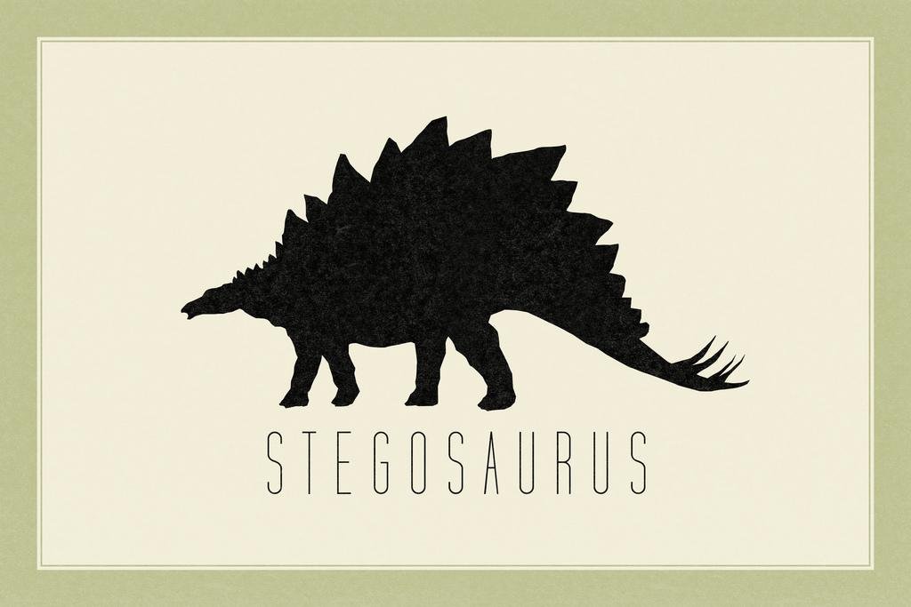 Stegosaurus Dinosaur Wall Art Print - Tan Dinosaur Poster for Kids Room Decor (24x16 inches) | Perfect for Bedroom, Playroom & Classroom Decorations