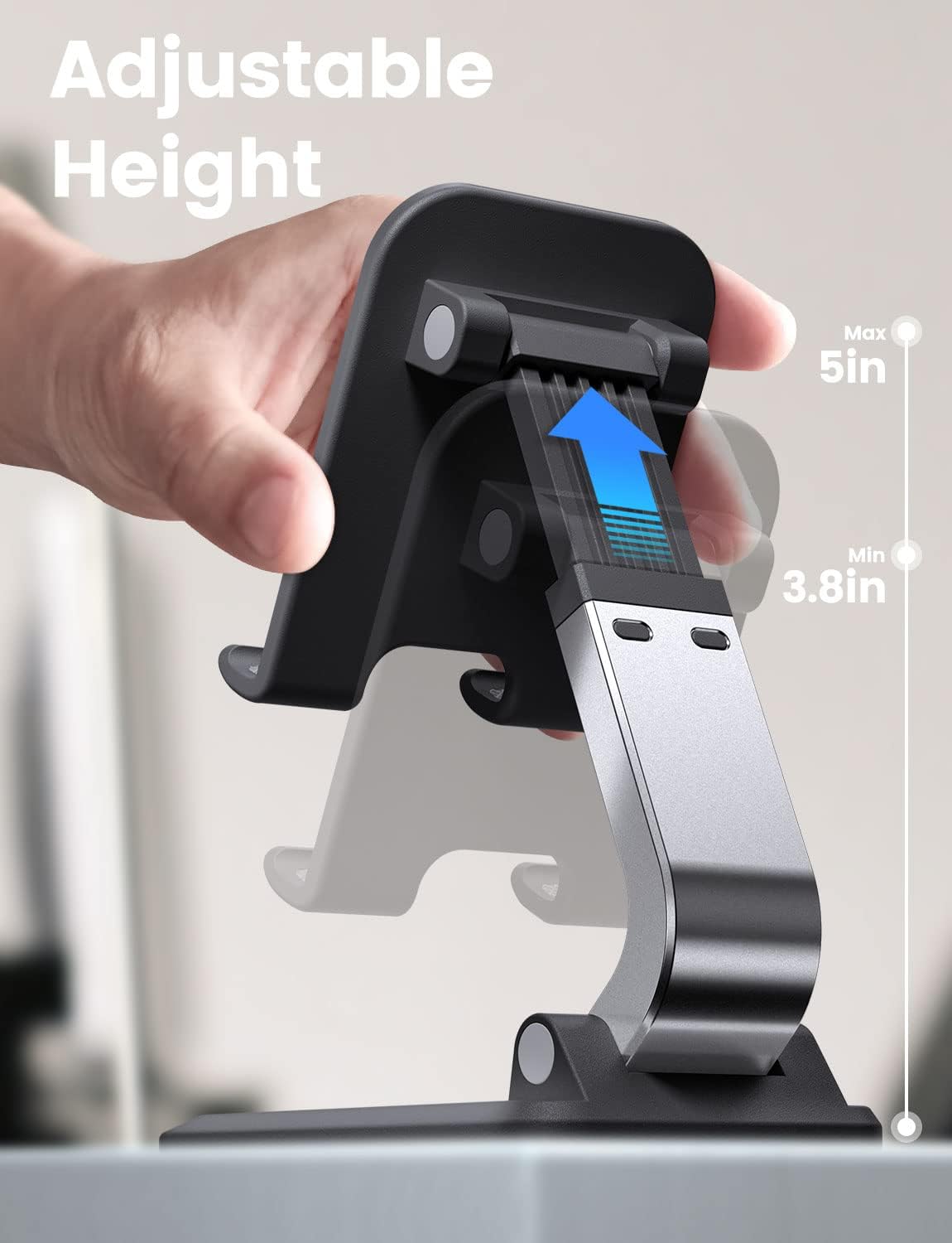 eSamcore Adjustable Phone Stand for Desk - Sturdy Desktop Phone Holder for iPhone & Smartphones - Perfect for Office, Home, and Video Calls