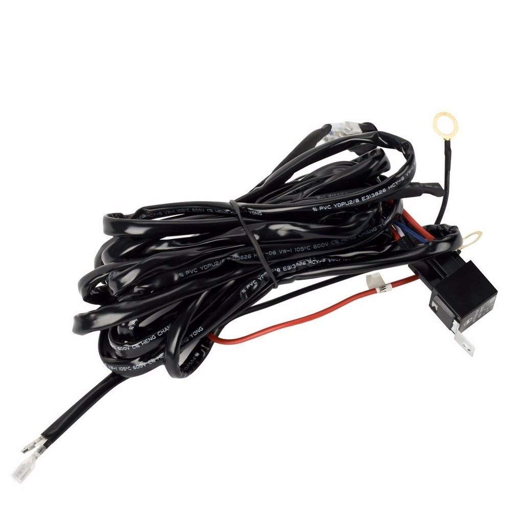 Universal 12V 40A Car Fog Light Wiring Harness Kit with Fuse & Relay Switch - Compatible with HID Work Driving Light Bars - Perfect for Off-Roading, Night Driving & Vehicle Customization