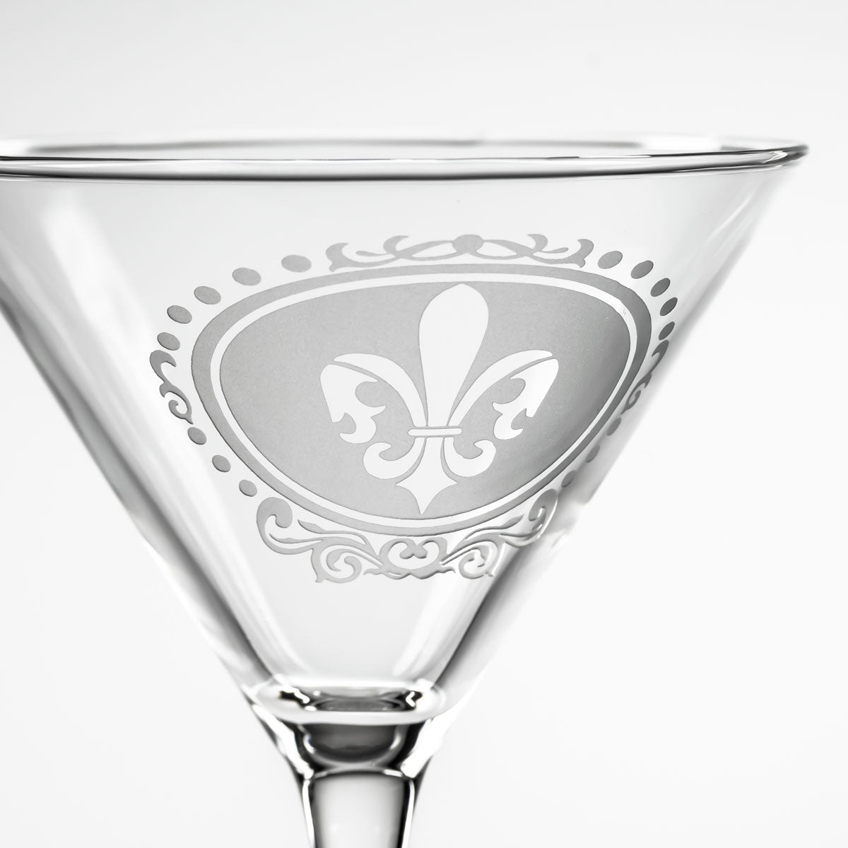 Royal Fleur De Lis 10oz Martini Glasses Set of 4 - Elegant Cocktail Glassware for Parties, Weddings & Home Bar Decor