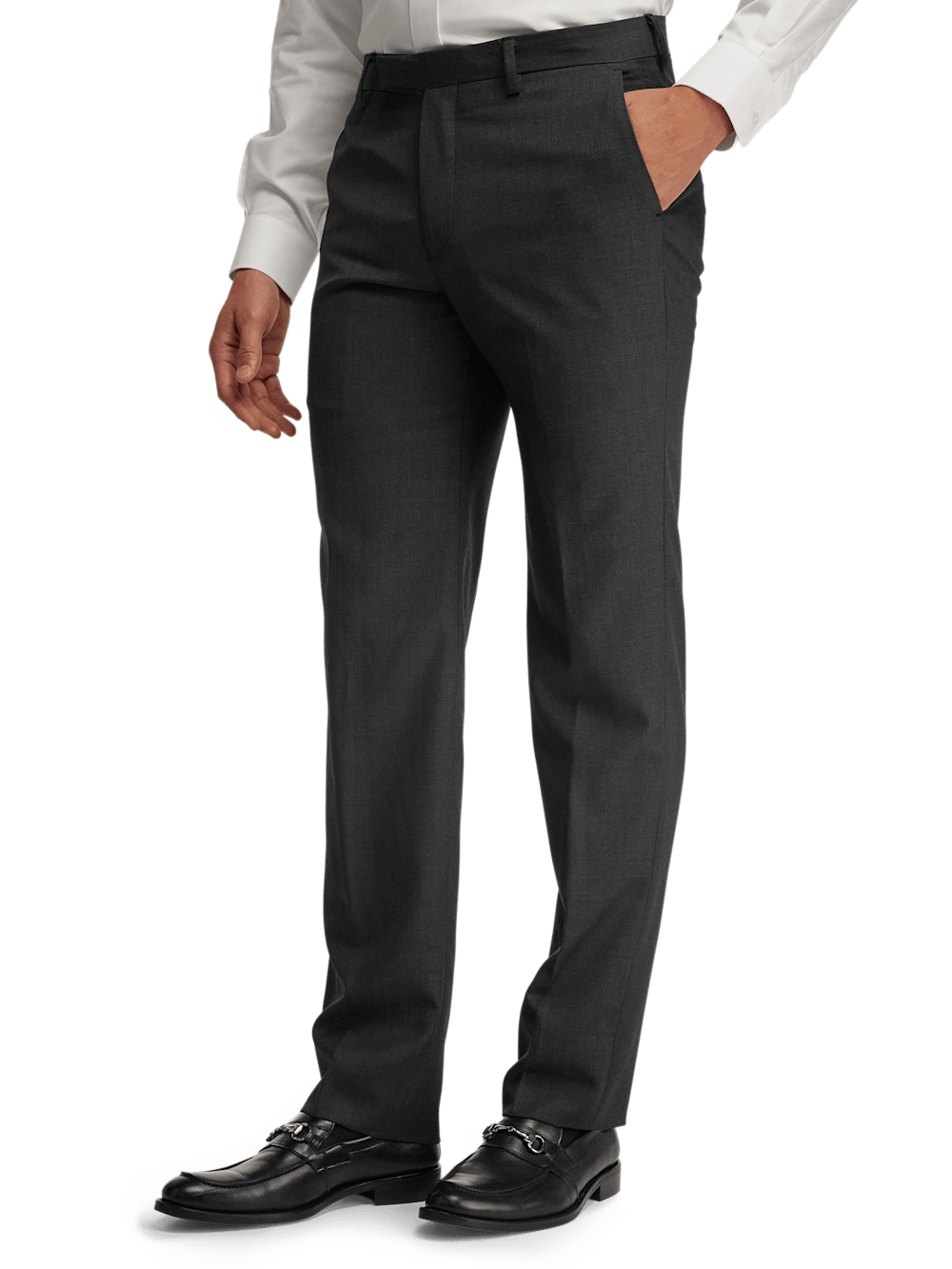 Premium Wool Gabardine Dress Pants for Men - Classic Charcoal Gray - Perfect for Office, Business Meetings & Formal Occasions