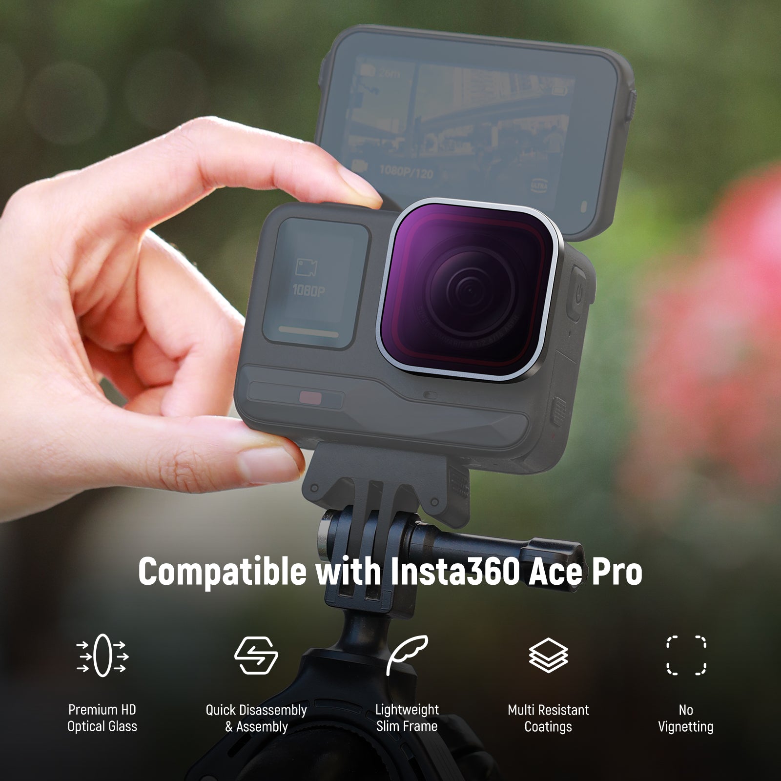 NEEWER FL 85 4-Pack ND/PL Filter Kit for Insta360 ACE Pro Camera - Perfect for Vlogging, Travel & Action Photography
