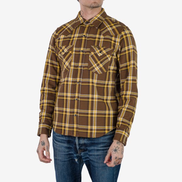 Iron Heart IHSH 372 Ultra Heavy Flannel Western Shirt - Brown Crazy Check Plaid for Men | Durable Workwear & Outdoor Adventure Shirt