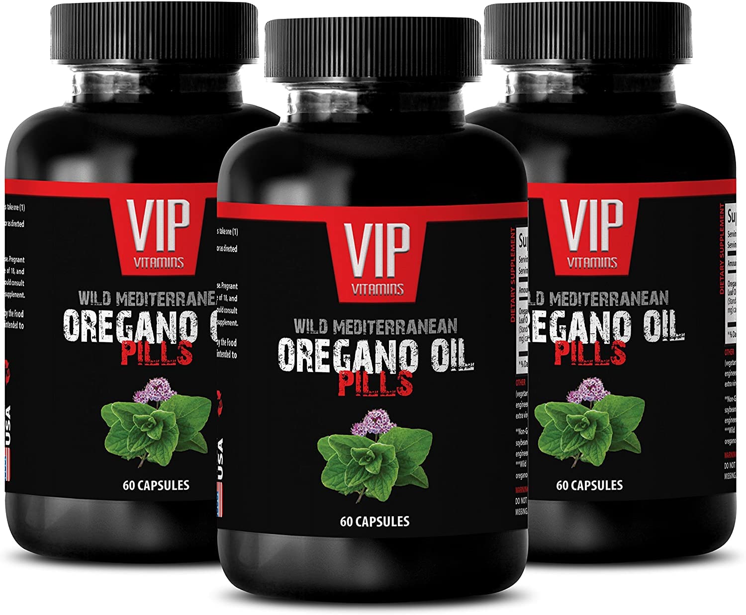 Organic Oregano Oil Capsules for Hair Growth - Wild Mediterranean Oregano Oil Pills with Antioxidant Vitamins - 3 Bottles (180 Capsules) - Supports Healthy Hair & Scalp, Immune Boost, Natural Wellness Supplement for Daily Use