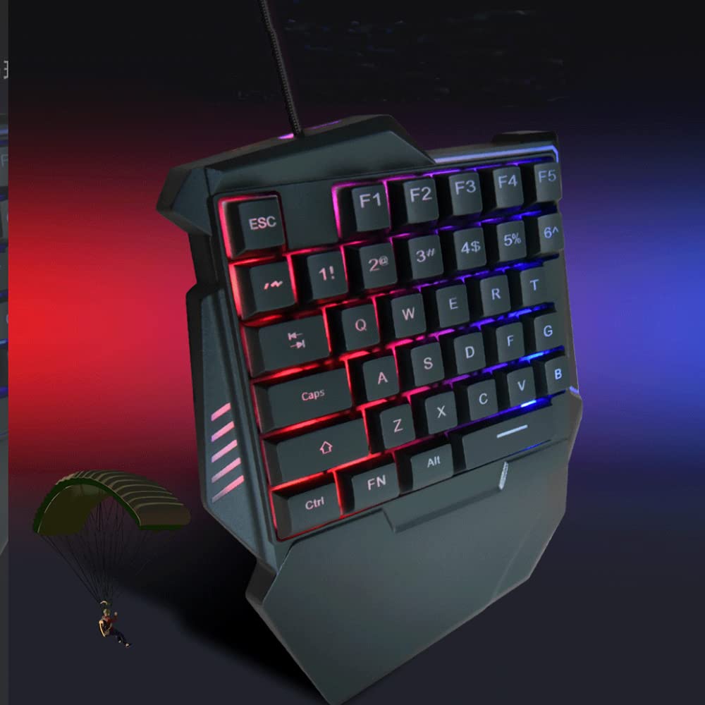 One-Hand Gaming Keyboard 35 Keys, RGB Backlit USB Keypad for Esports & Multimedia Gaming