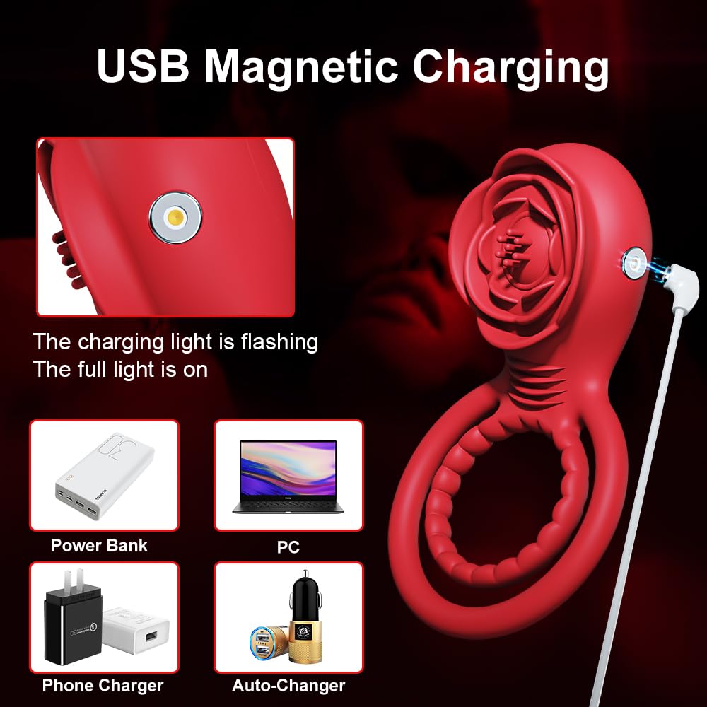 Premium Rose Vibrator - APP Controlled Couples Sex Toy with 10 Vibration Modes, Clitoral Stimulator & Penis Ring for Enhanced Pleasure - Perfect for Romantic Nights, Foreplay & Spicing Up Your Sex Life