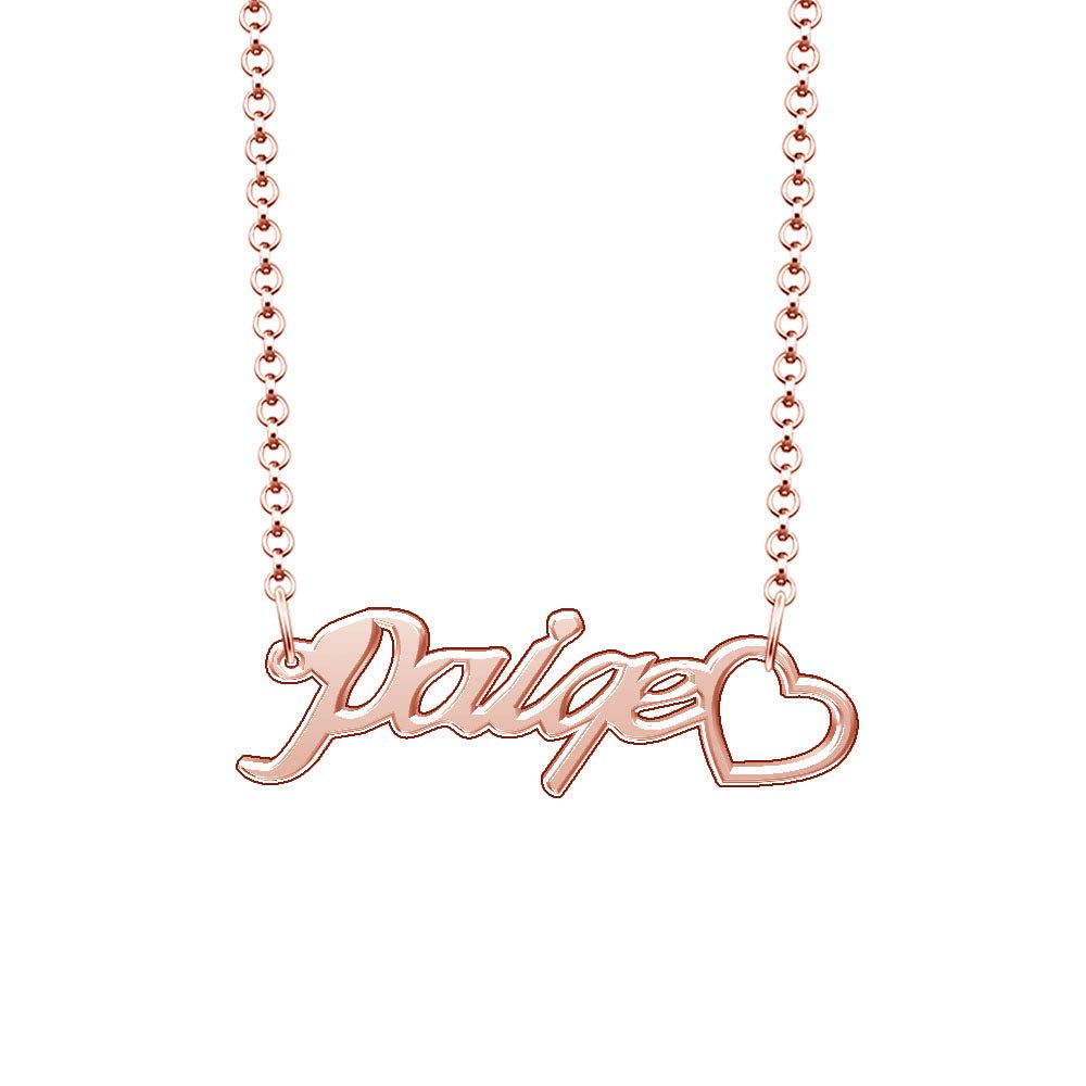 Personalized Rose Gold Plated Heart Name Necklace - Custom Engraved Jewelry Gift for Women, Best for Anniversaries, Birthdays & Valentine's Day