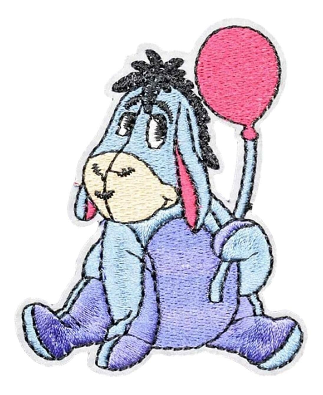 Eeyore with Balloon Cartoon Character Embroidered Iron-on Patch 2.5