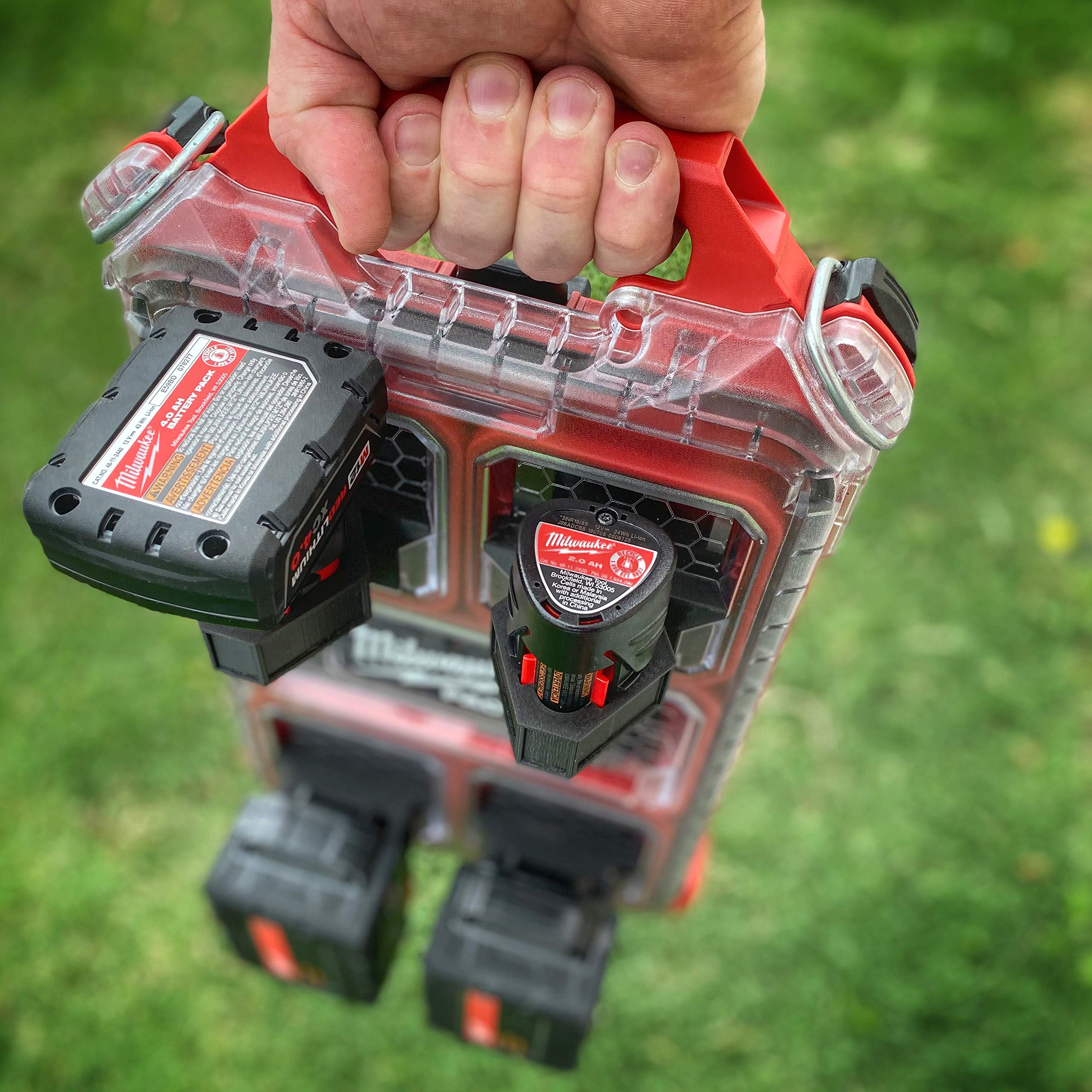 Milwaukee M12 Battery Holster Adapter - Compatible with Packout System | Secure Power Tool Battery Storage for Jobsite & Workshop Organization