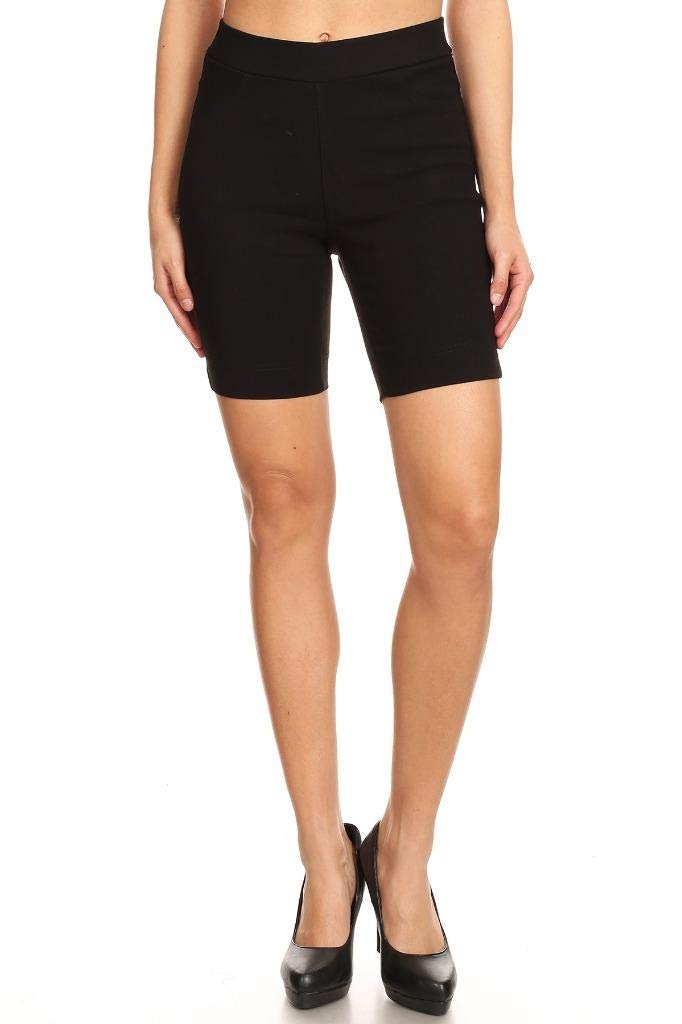 Jvini Women's High Waisted Stretchy Skinny Jean Bermuda Shorts with Slit Hem - Essential Everyday Casual Pants for Summer, Travel & Streetwear Fashion