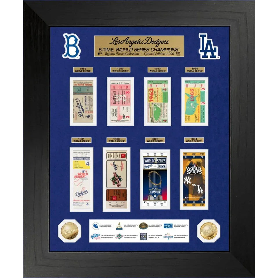 Los Angeles Dodgers World Series Championship Ticket & Commemorative Coin Framed Display - Perfect for Baseball Fans, Sports Memorabilia Collectors, and Home or Office Decor