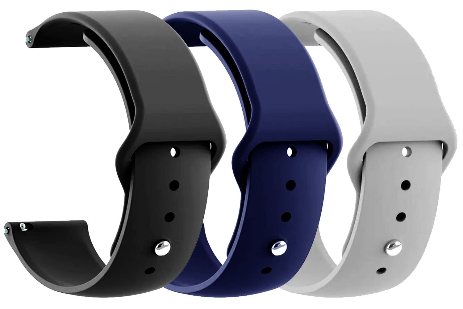 AONES 22mm 3-Pack Silicone Replacement Watch Band for Pebble Zenith Smartwatch - Durable, Comfortable Strap for Sports, Fitness & Everyday Wear