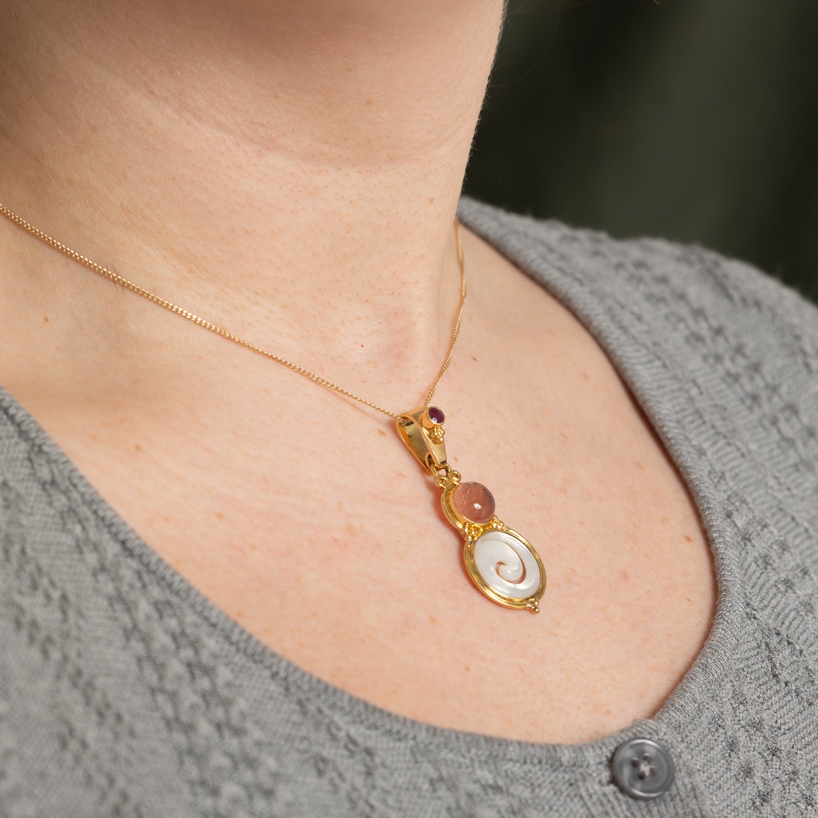3.00ctw Multi Gemstone Drop Pendant Necklace - Elegant Handmade Jewelry for Women, Perfect for Weddings, Parties & Special Occasions