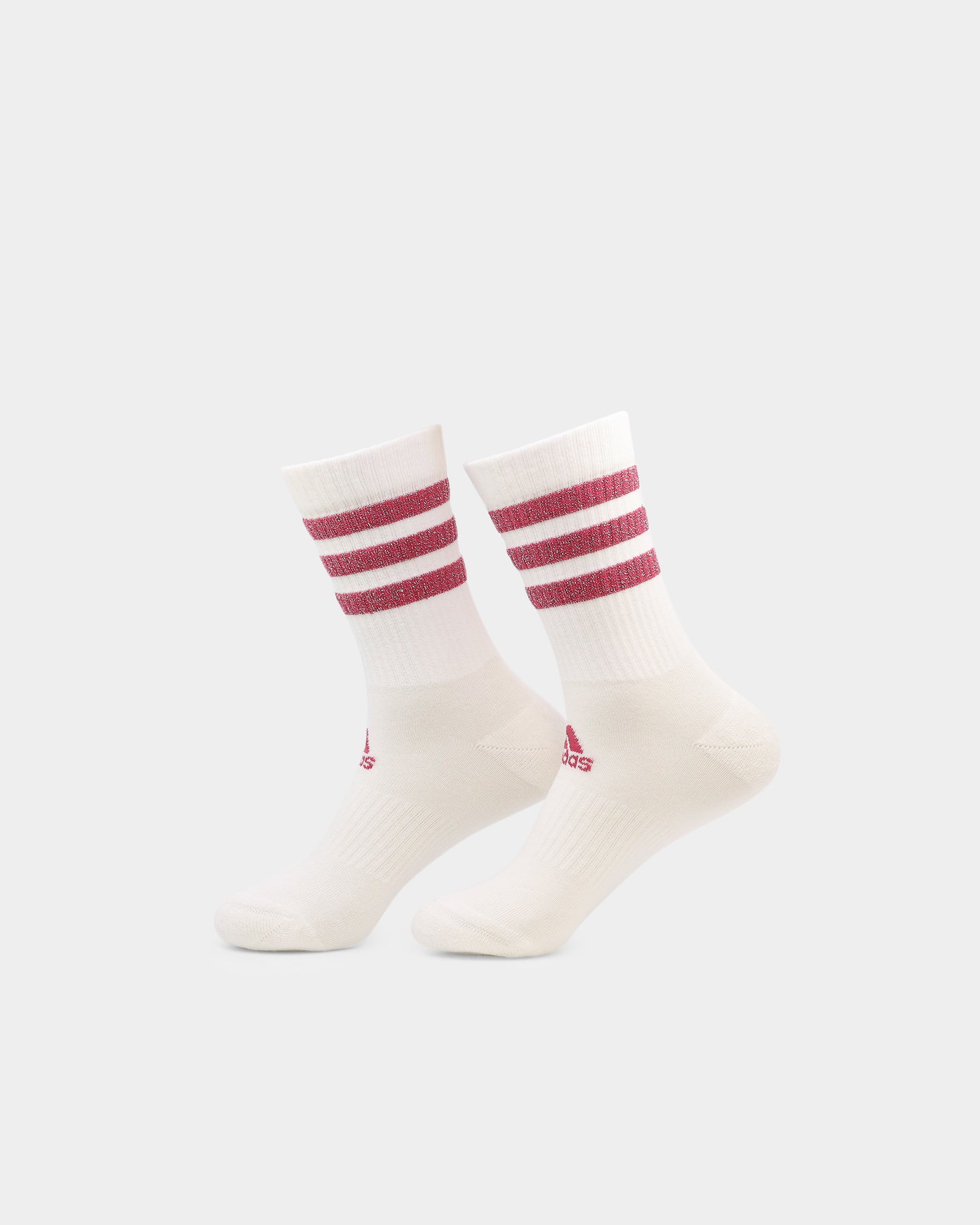 Adidas Women's 3 Stripe Glam Crew Socks 3-Pack (White/Black/Wild Pink/Grey) - Comfortable Athletic Socks for Running, Gym & Casual Wear