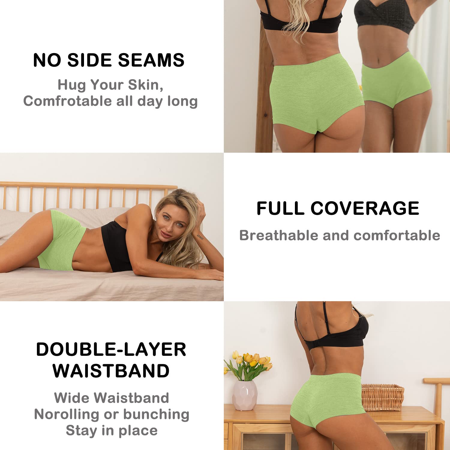 R RUXIA Women's Seamless Boy Shorts Underwear - Soft Stretch Boxer Briefs Panties (5-Pack, Regular & Plus Size) - Perfect for Yoga, Sleep & Everyday Comfort