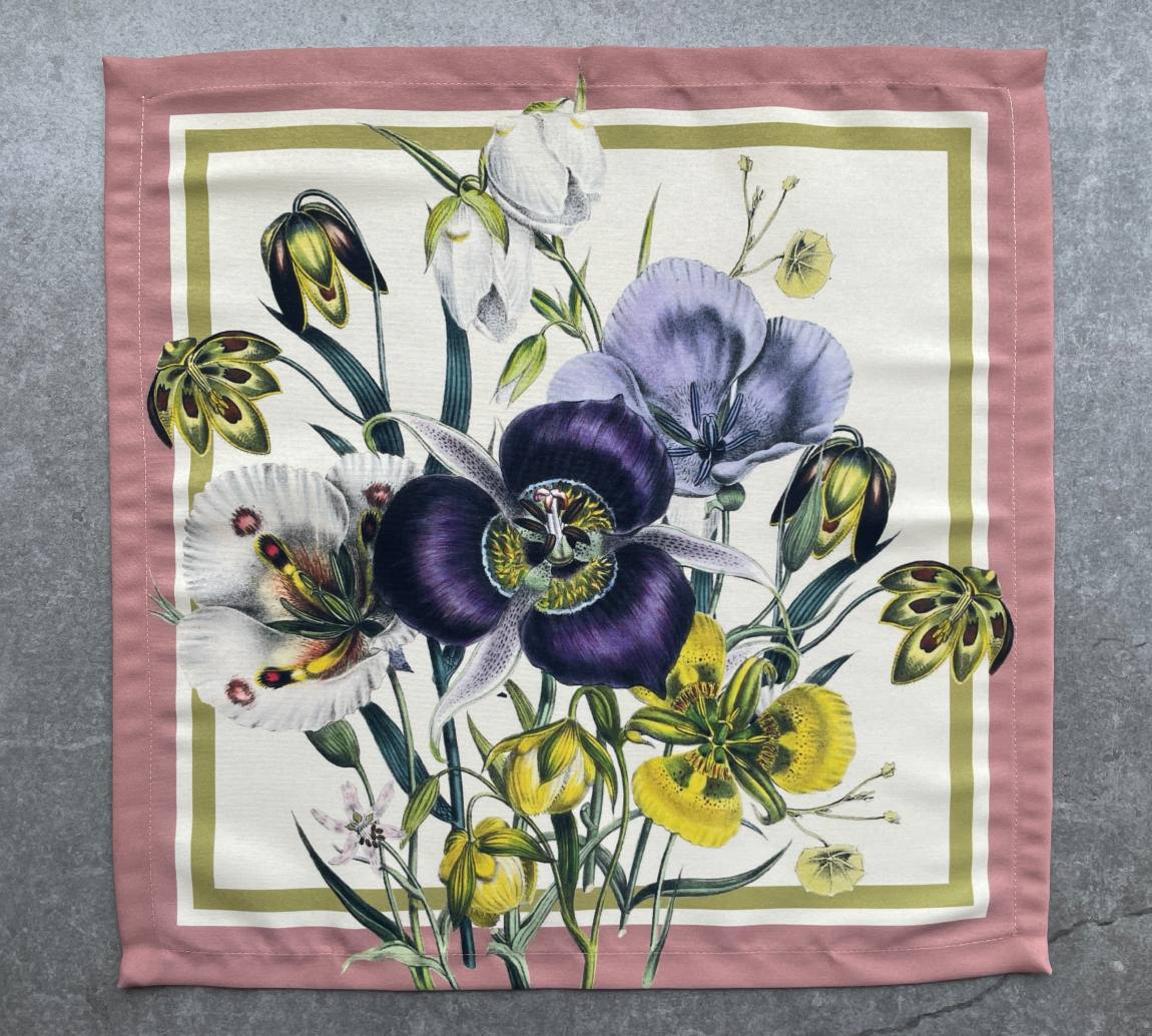 Eco-Friendly Botanical Print Cloth Napkins Set of 3 - Soft Pink Cotton Table Linens for Dinner Parties, Weddings & Everyday Use