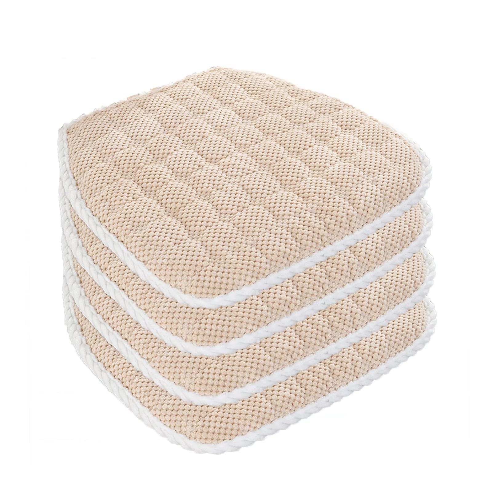 Farmhouse Style Kitchen Chair Cushions Set of 4 with Ties - Corn Kernels Fabric Dining Seat Cushions (Beige) - Durable & Washable for Dining Room, Kitchen, Breakfast Nook & Outdoor Patio