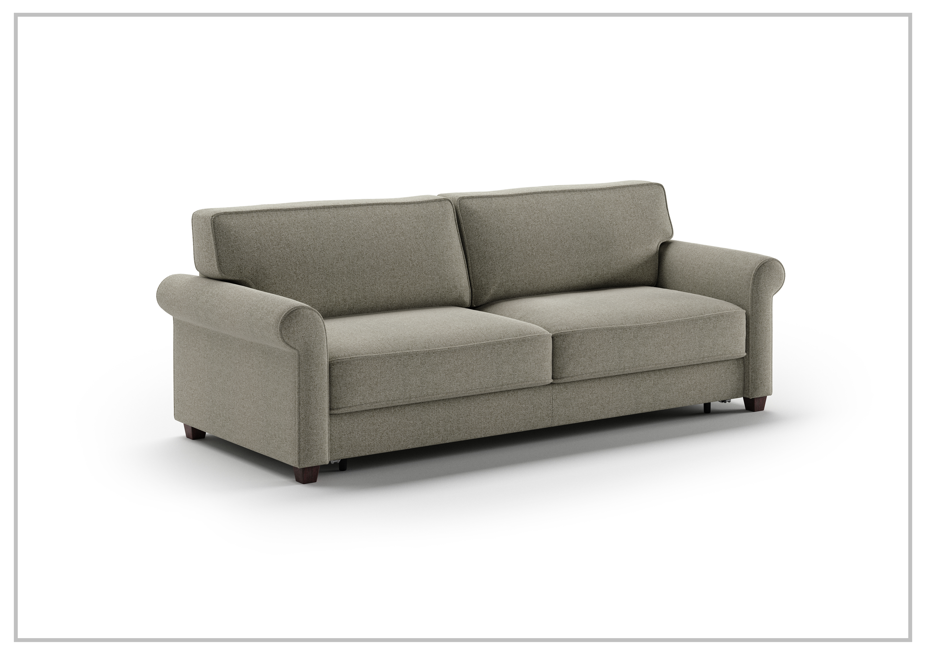 Luonto Casey Fabric Queen Sofa Sleeper with Walnut Legs - Convertible Sleeper Sofa Bed for Small Spaces, Guest Room & Living Room Comfort