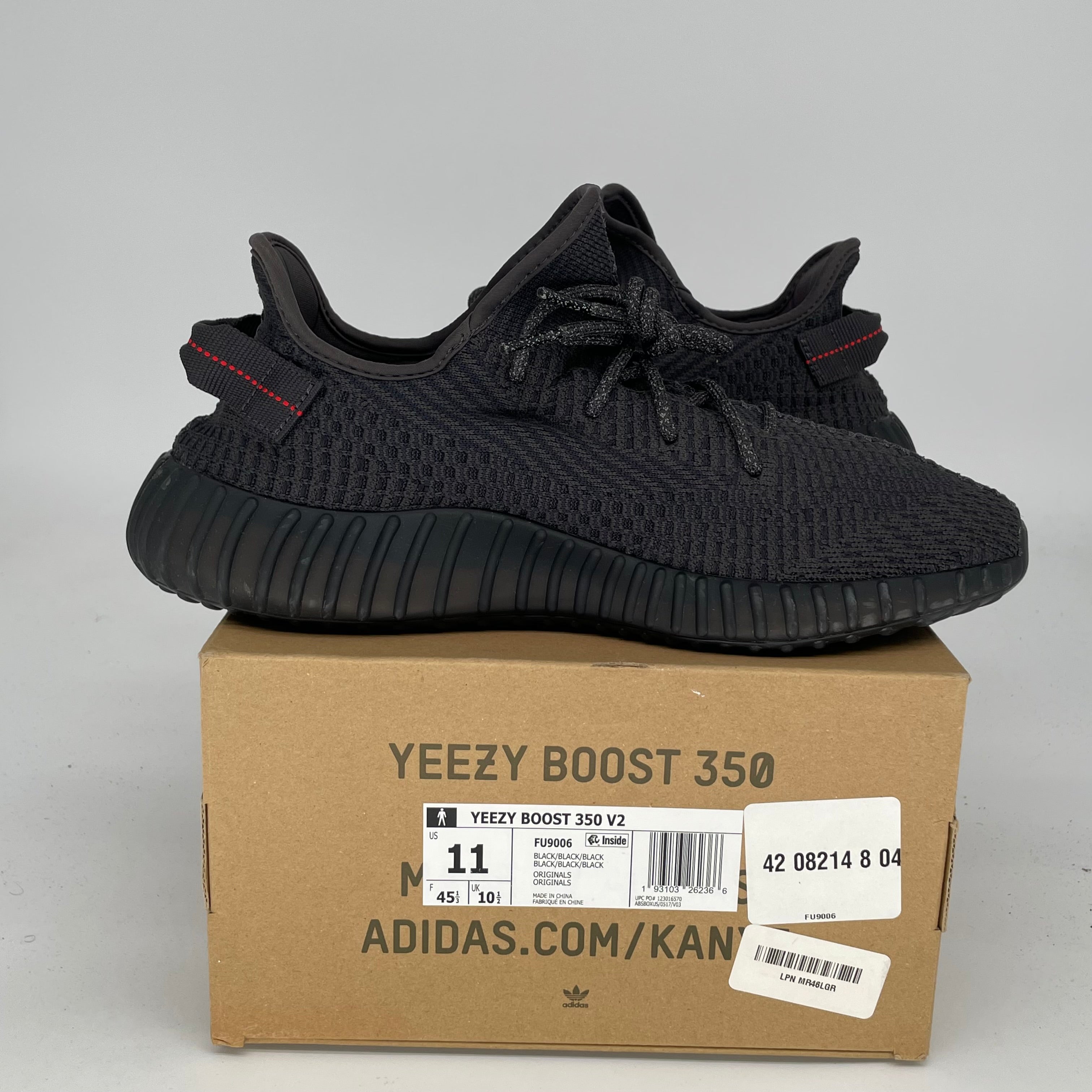 Adidas Yeezy Boost 350 V2 Black Non-Reflective Men's Running Shoes Size 11 - Style Code FU9006 | Perfect for Casual Wear, Gym & Street Fashion