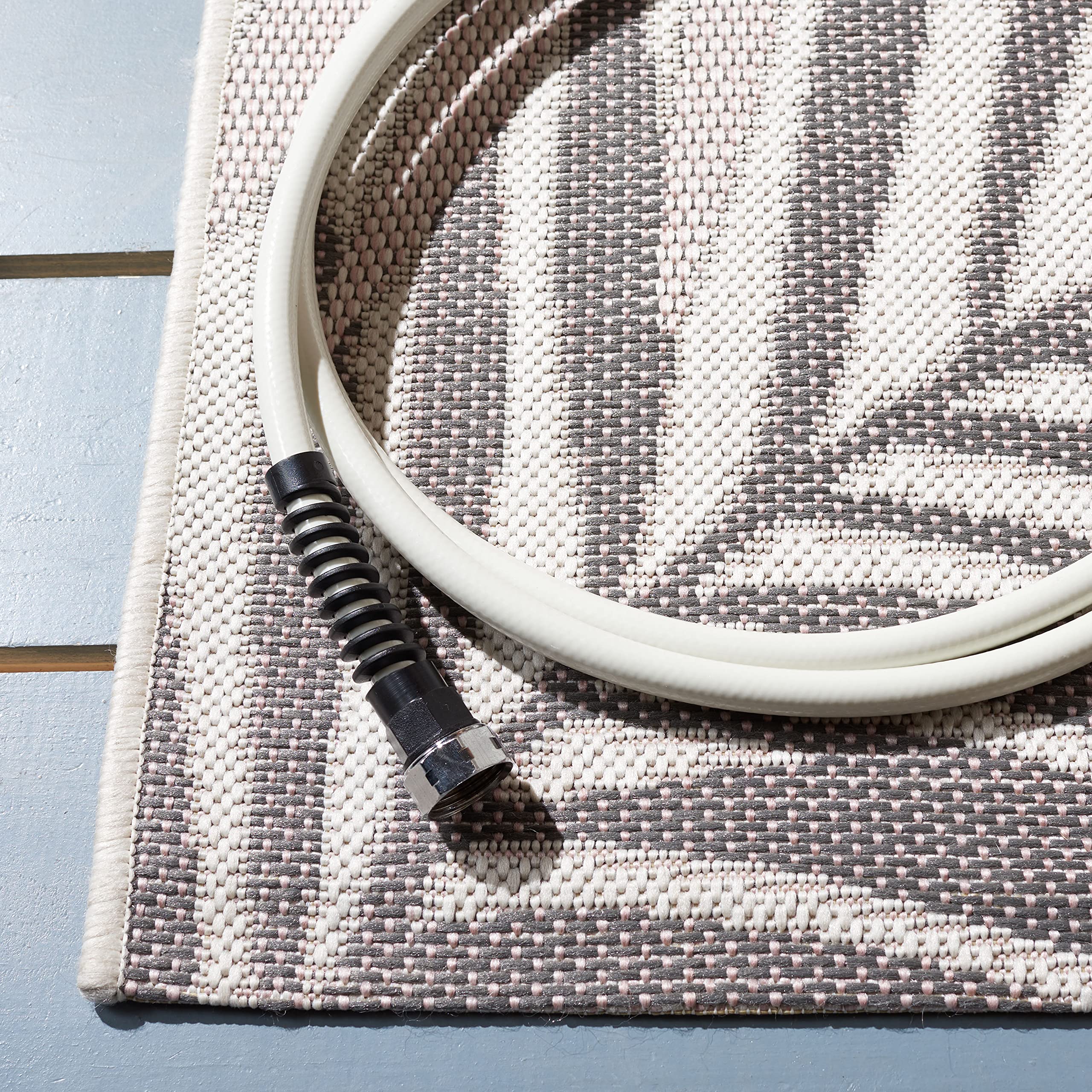 SAFAVIEH Courtyard Collection 8' x 10' Ivory & Pink Area Rug CY8837 - Waterproof Indoor Outdoor Rug for Patio, Backyard, Mudroom - Easy to Clean & Durable for High Traffic Areas